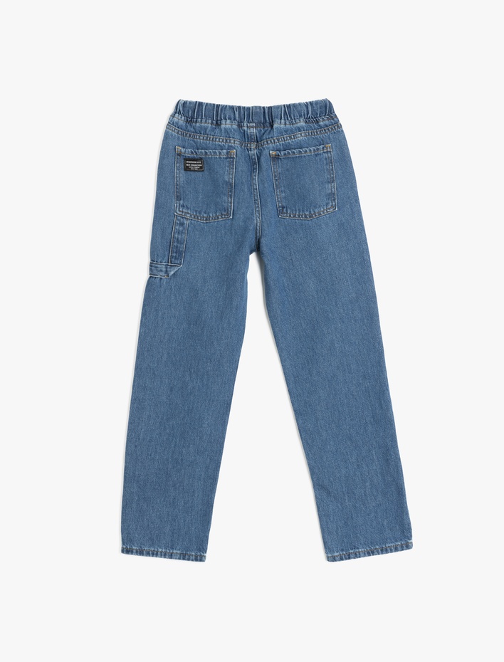 Erkek Çocuk Pamuklu Beli Bağcıklı Cep Detaylı  Denim Pantolon