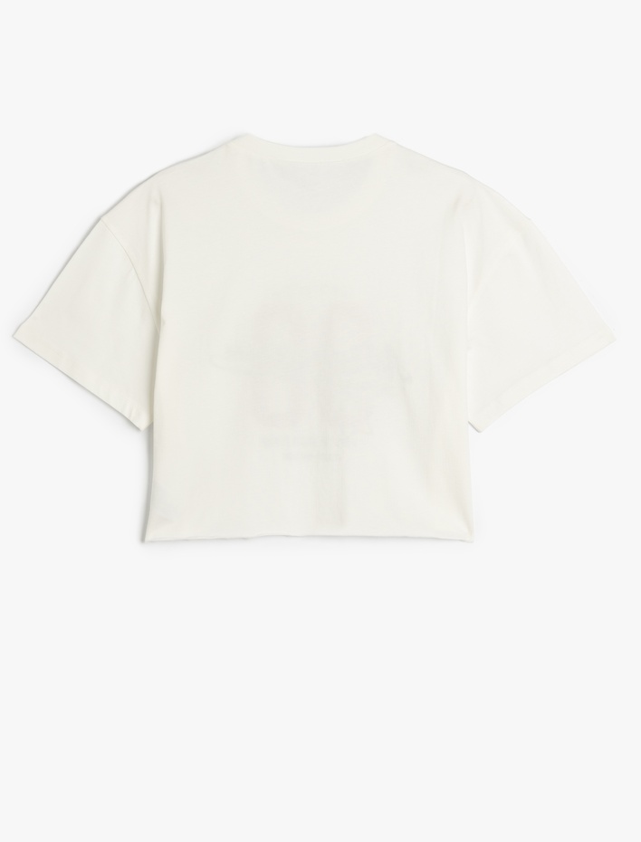  Kolej Baskılı Kısa Kollu Crop Tişört