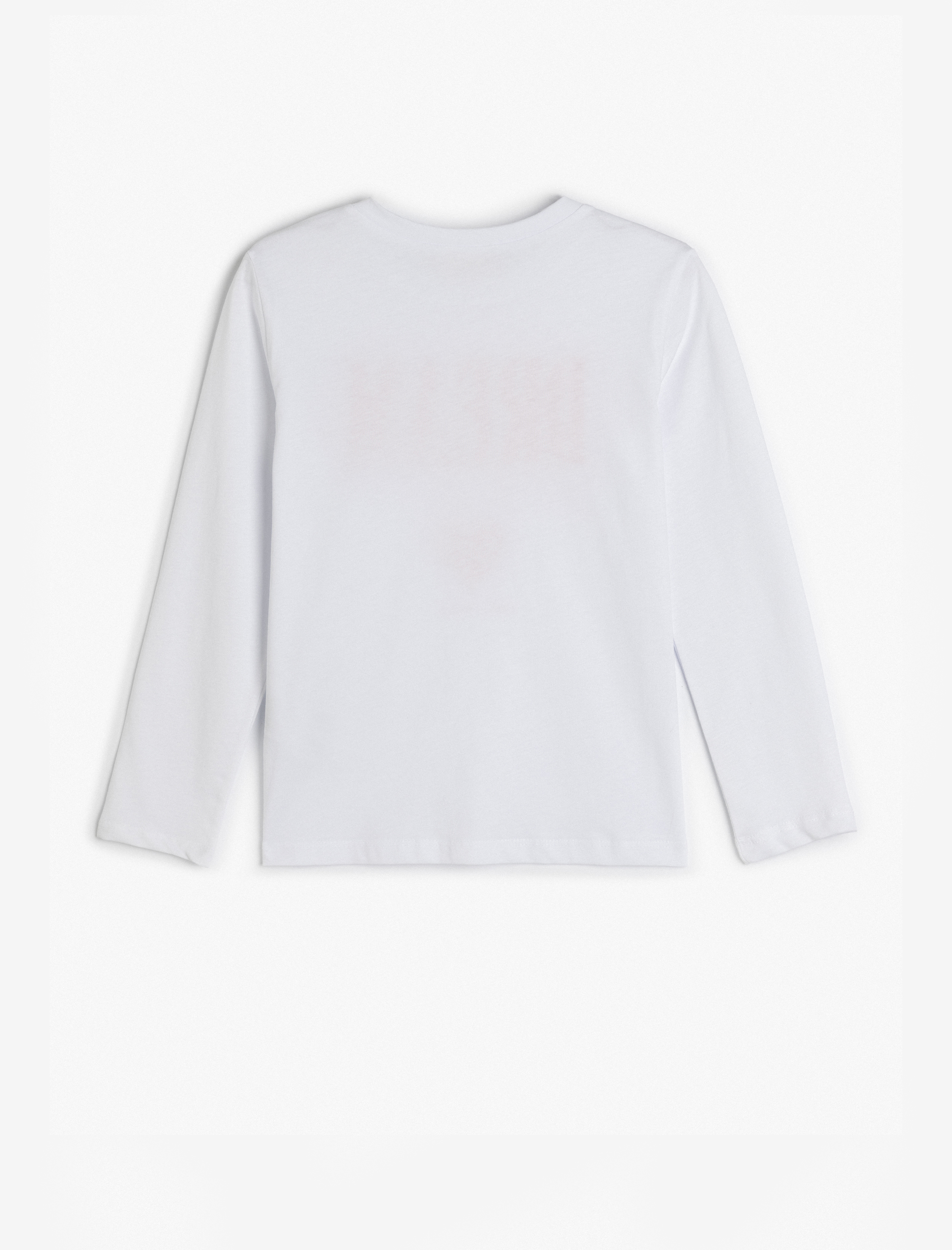  Kız Çocuk Pamuklu Uzun Kollu Slogan Baskılı Bisiklet Yaka Tişört