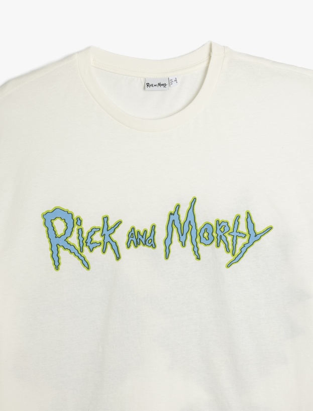 Rick and Morty Lisanslı Arkası Baskılı Kısa Kollu Bisiklet Yaka Tişört_2