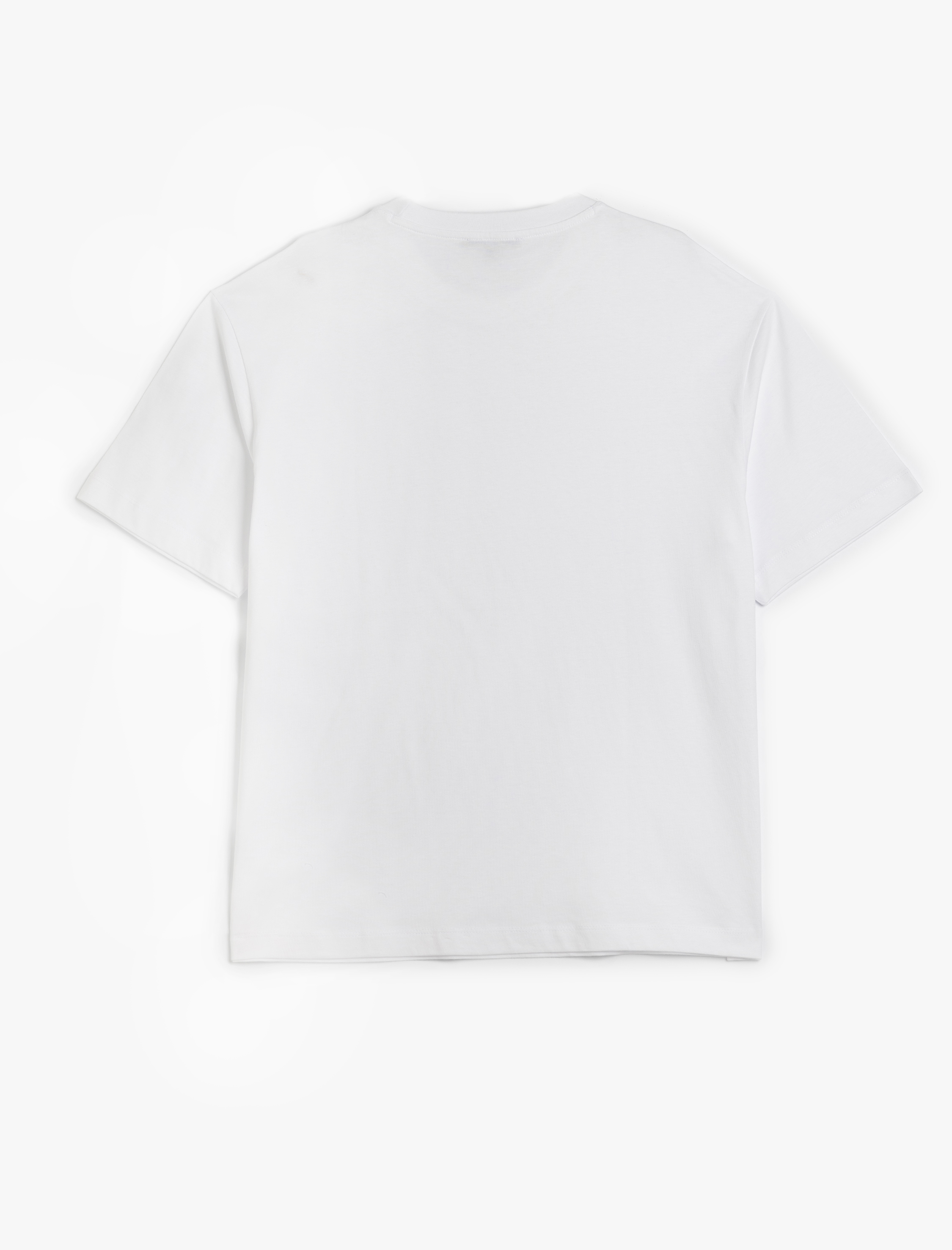   Kısa Kollu Pamuklu Bisiklet Yaka Basic Oversize Tişört