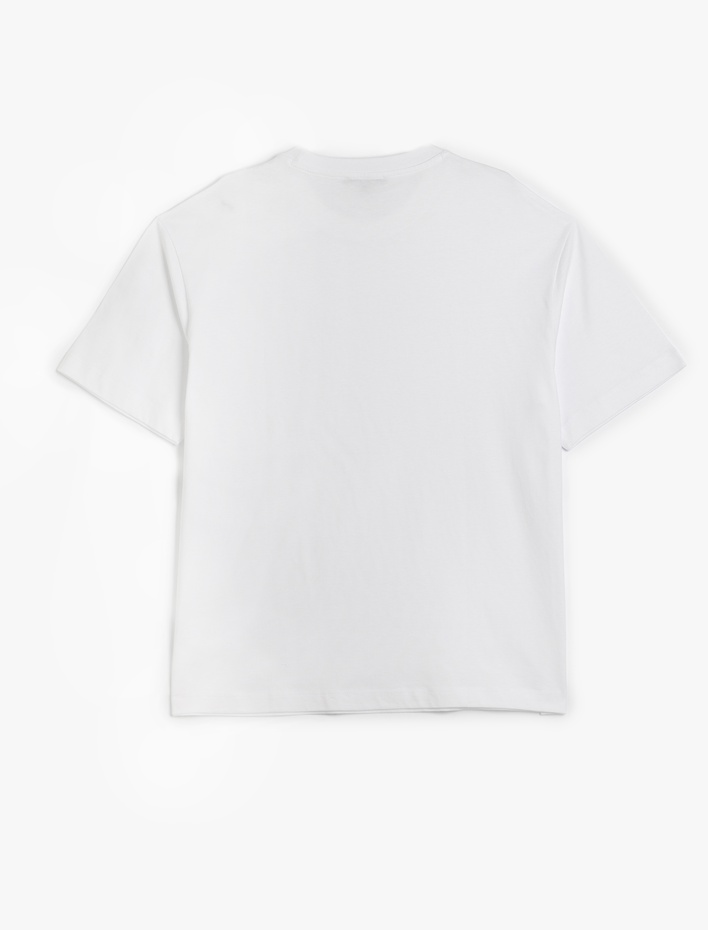  Kısa Kollu Pamuklu Bisiklet Yaka Basic Oversize Tişört