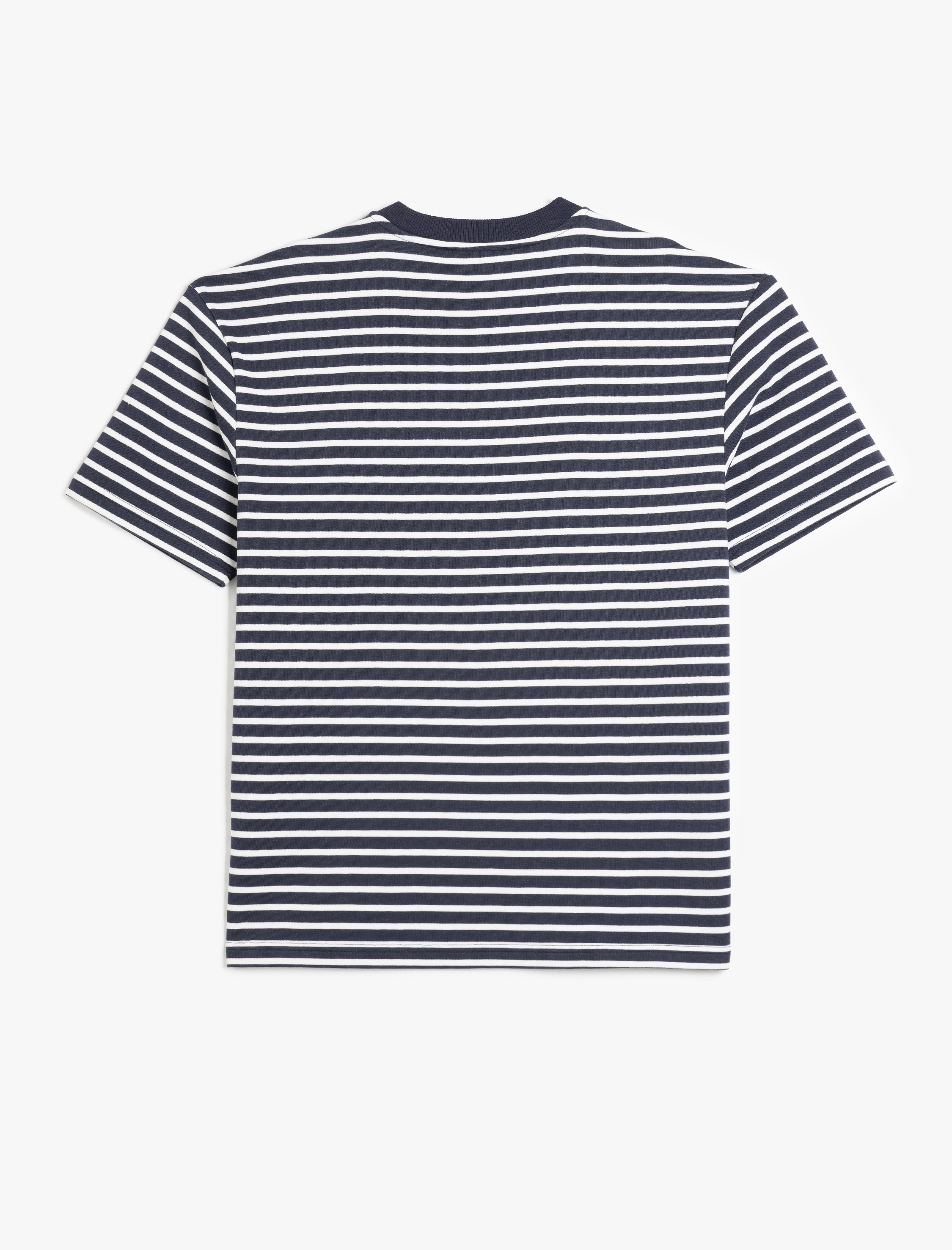   Kısa Kollu Basic Pamuklu Tok Kumaş Bisiklet Yaka Oversize Çizgili Tişört