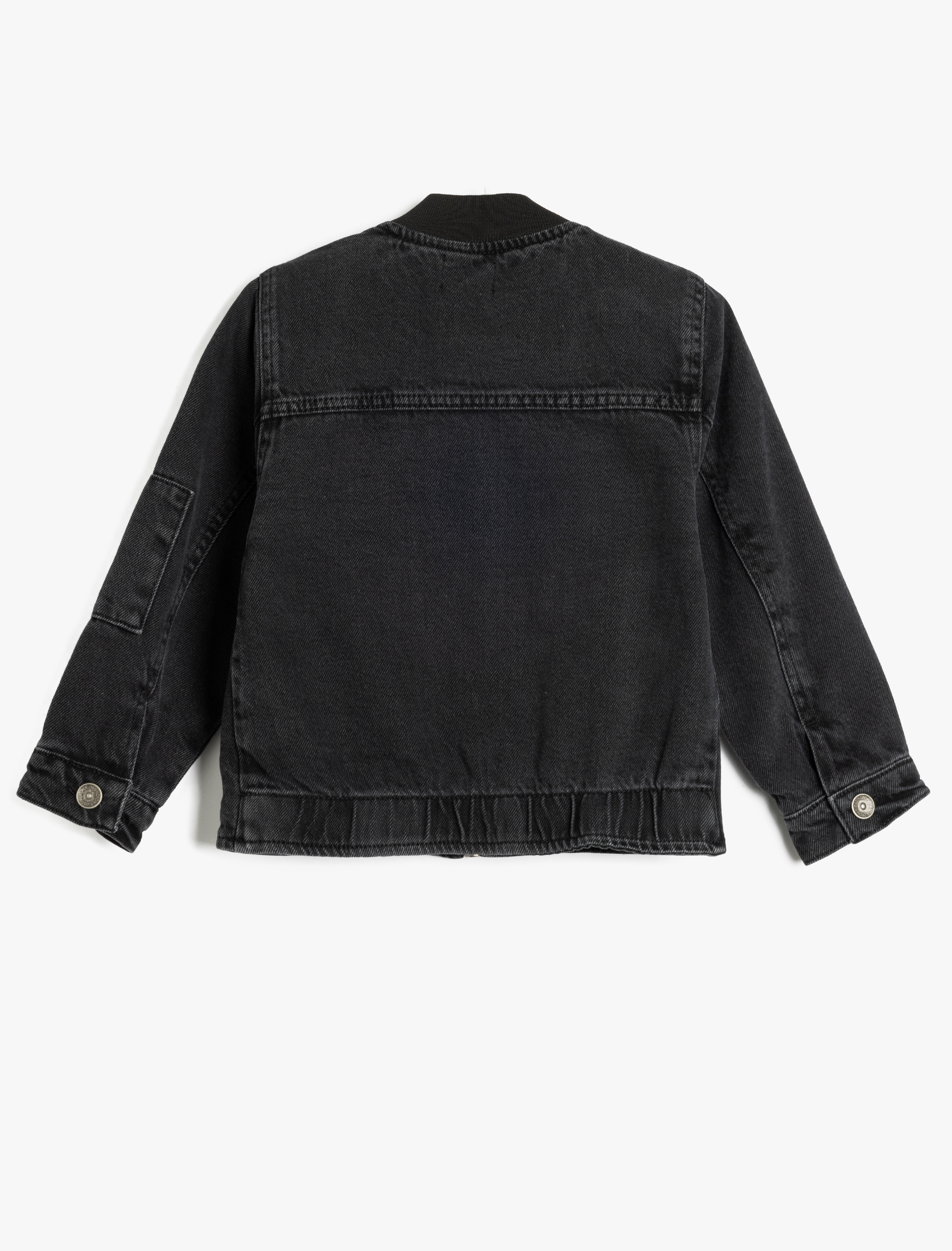  Kız Çocuk Pamuklu Uzun Kollu Yuvarlak Yaka Fermuar Detaylı Bomber Ceket