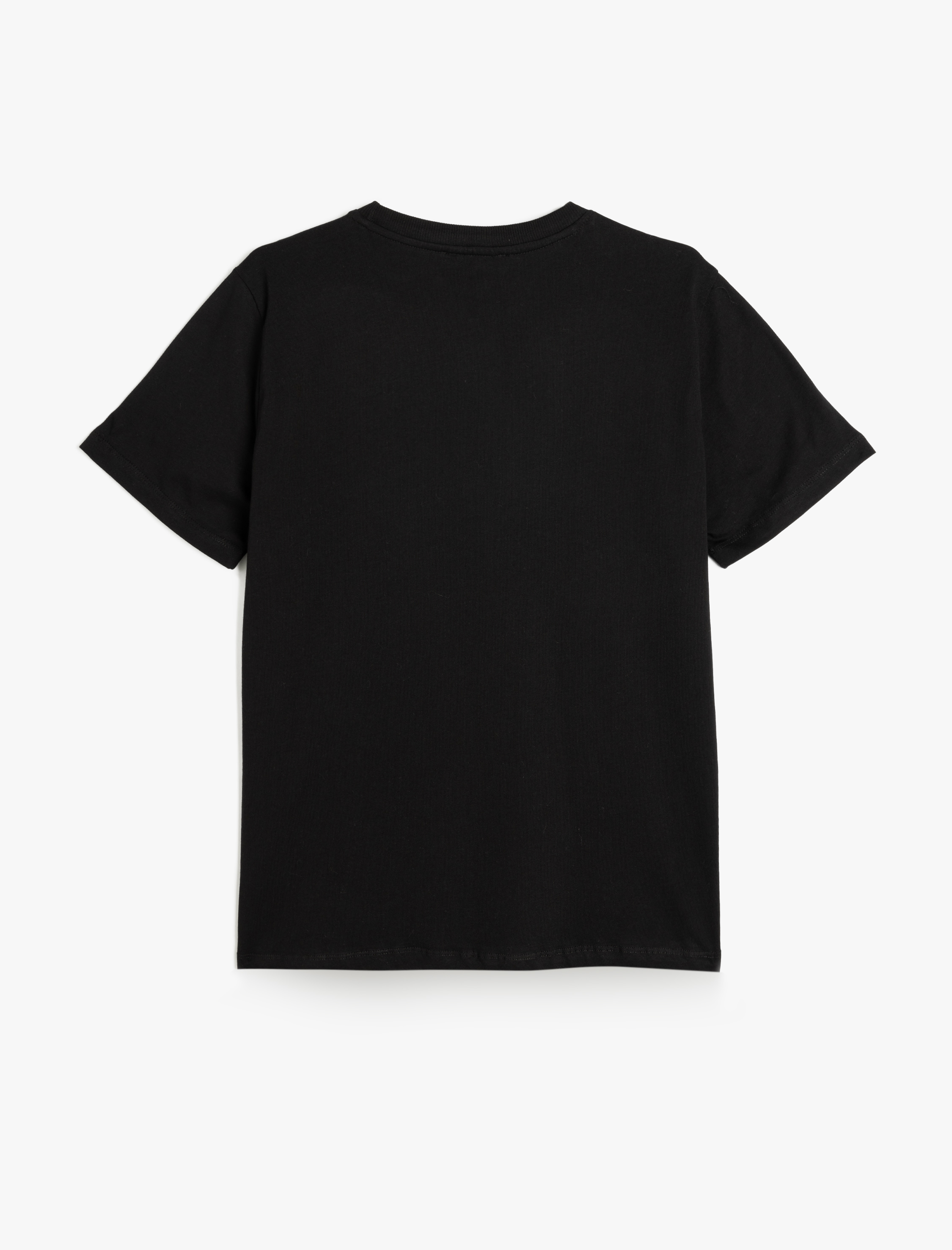   Pamuklu Kısa Kollu Bisiklet Yaka Taşlı Tişört