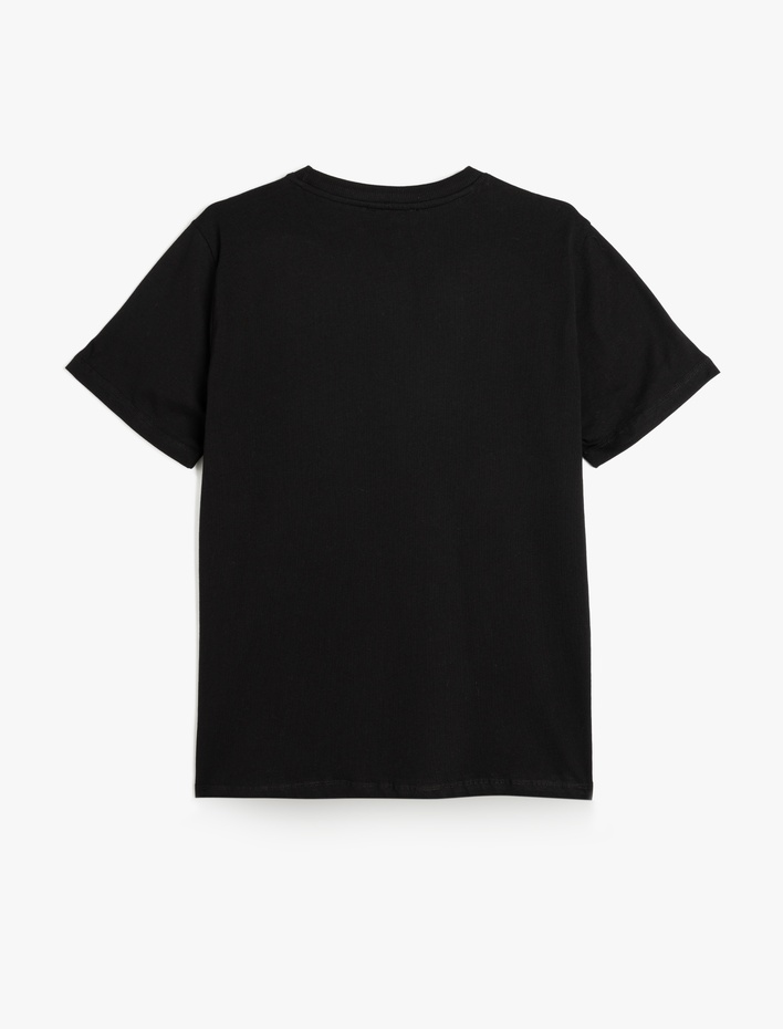  Pamuklu Kısa Kollu Bisiklet Yaka Taşlı Tişört