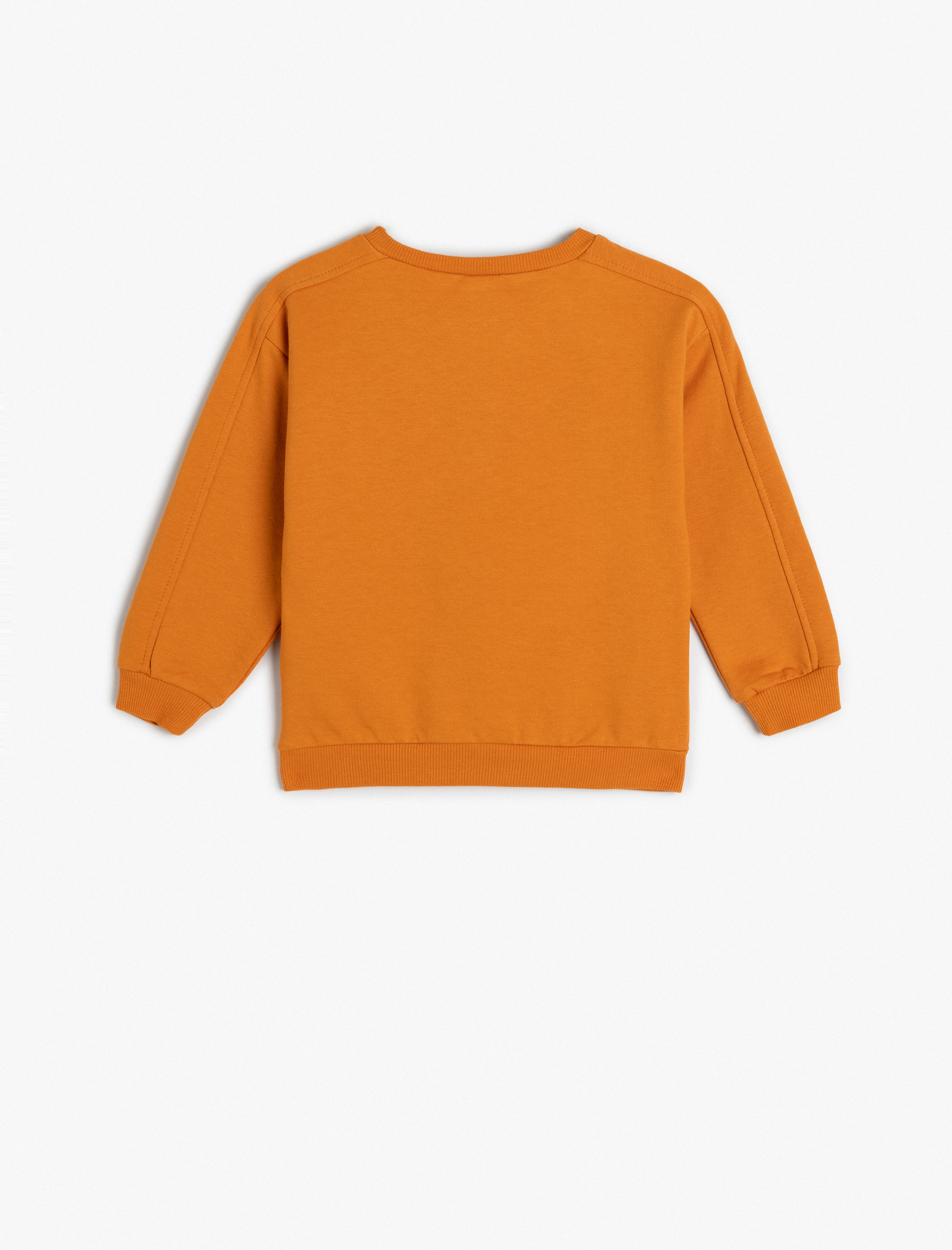  Erkek Bebek Pamuklu Slogan Baskılı Uzun Kollu Bisiklet Yaka Şardonlu Sweatshirt