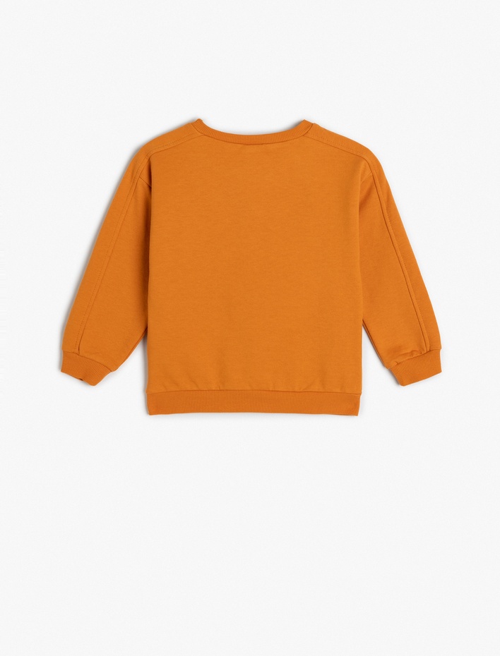 Erkek Bebek Pamuklu Slogan Baskılı Uzun Kollu Bisiklet Yaka Şardonlu Sweatshirt