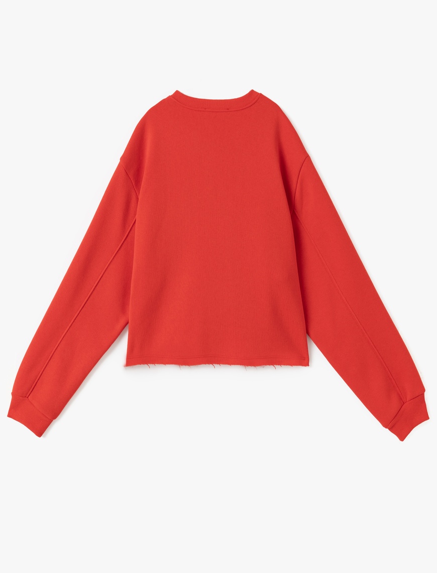   Kolej Baskılı Bisiklet Yaka Crop Sweatshirt