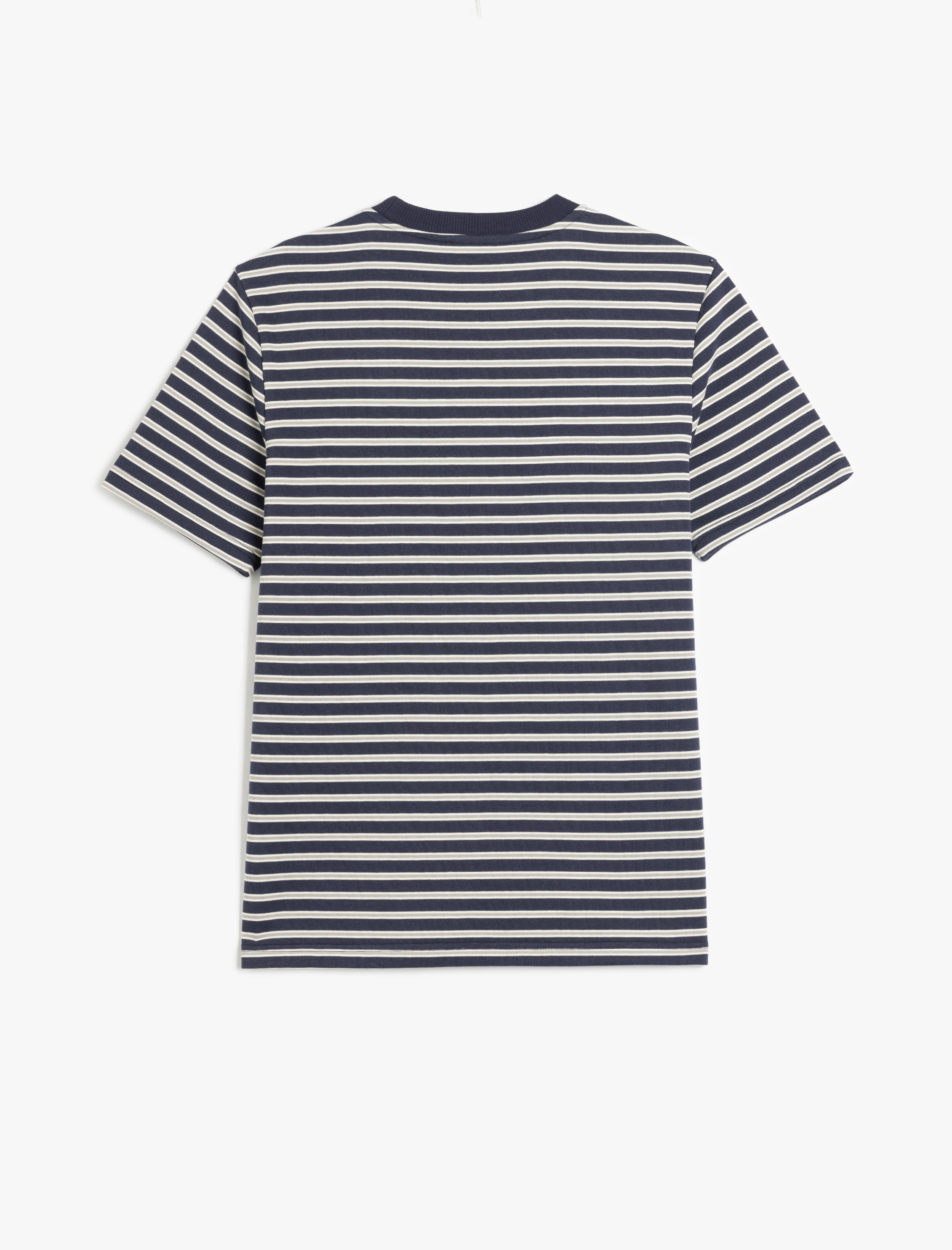   Pamuklu Tok Kumaş Regular Fit Çizgili Kısa Kollu Bisiklet Yaka Basic Tişört