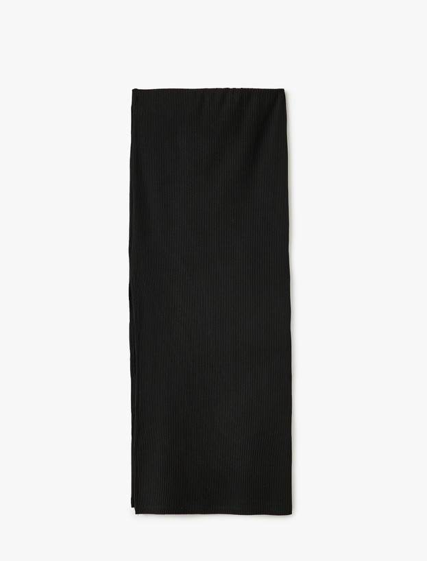 Yırtmaç Detaylı Beli Lastikli Slim Fit Uzun Kalem Etek_1