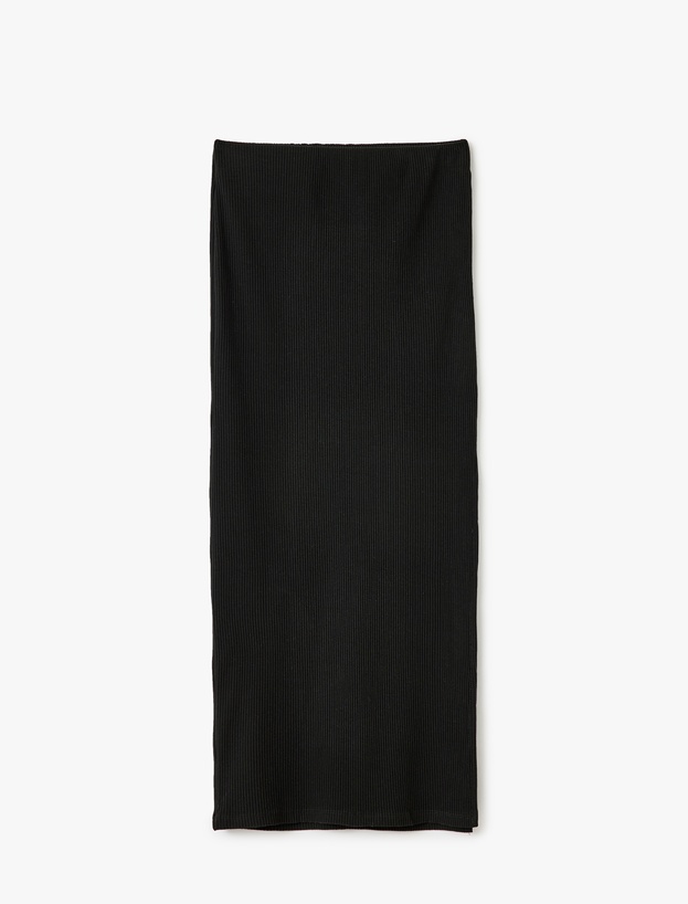 Yırtmaç Detaylı Beli Lastikli Slim Fit Uzun Kalem Etek_0