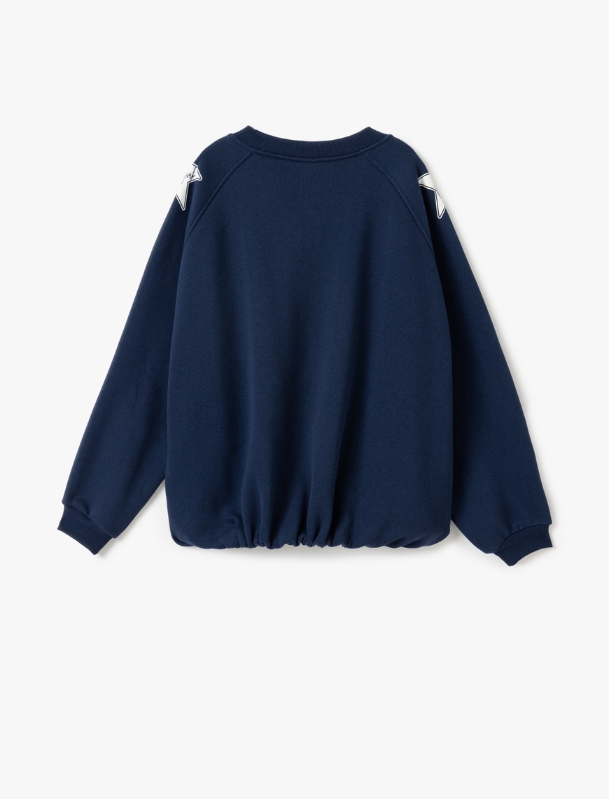   Kolej Baskılı Uzun Kollu Oversize V Yaka Sweatshirt