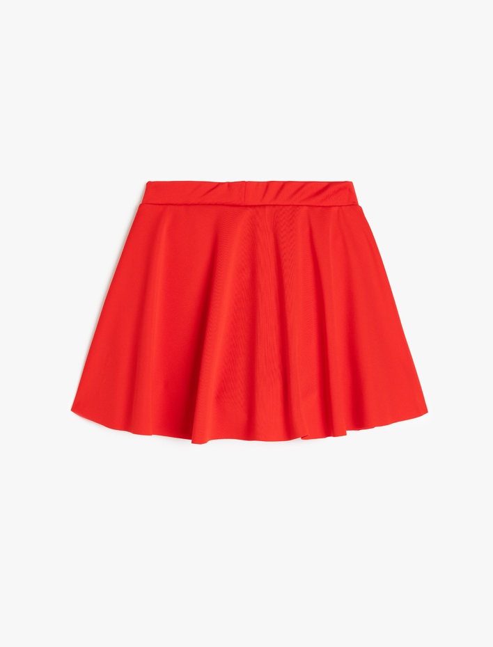 Kız Çocuk Beli Lastikli Pileli Kruvaze Mini Şort Etek