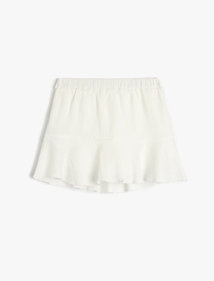 Kız Çocuk Fırfırlı Beli Lastikli Basic Şort Etek