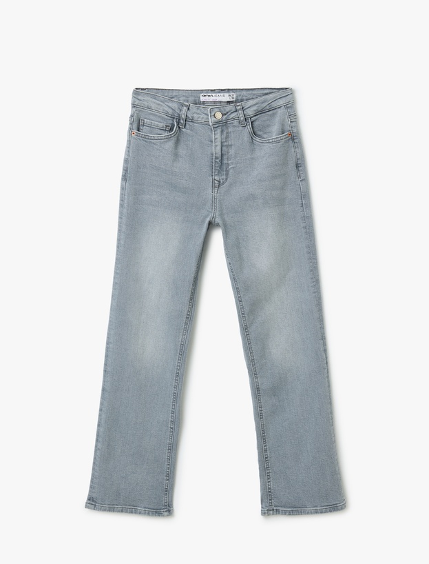 Yüksek Bel İspanyol Paça Denim Pantolon - Kick Flare Jeans_2