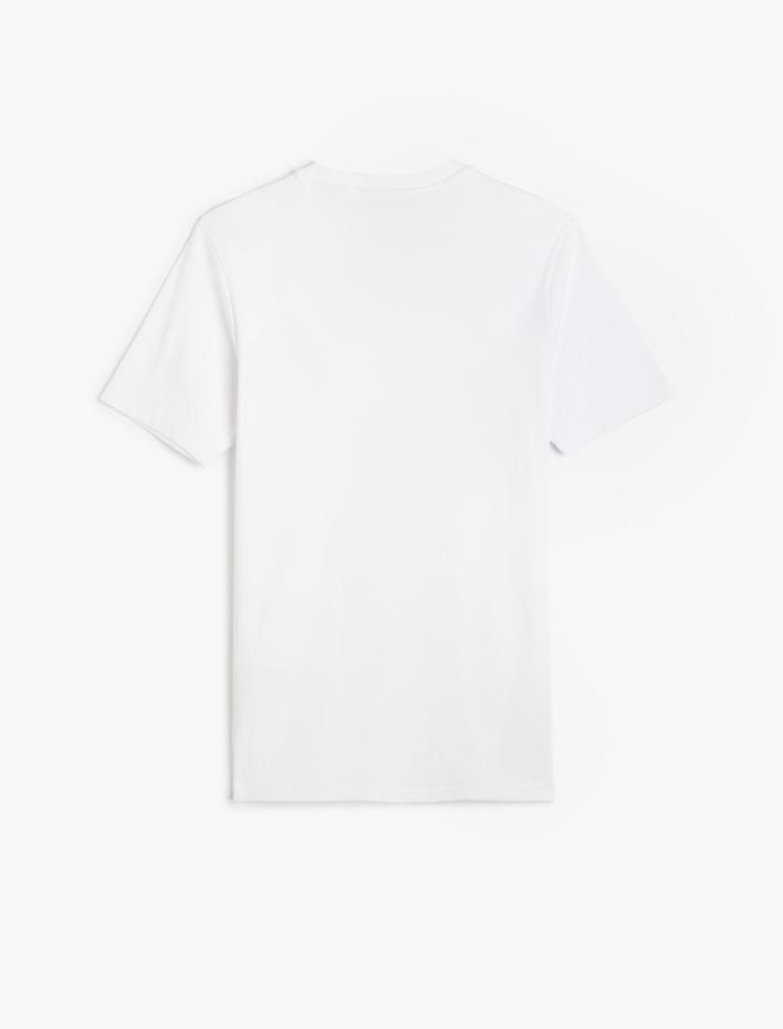  Kısa Kollu Pamuk Karışımlı Dar Kalıp Bisiklet Yaka Basic Tişört