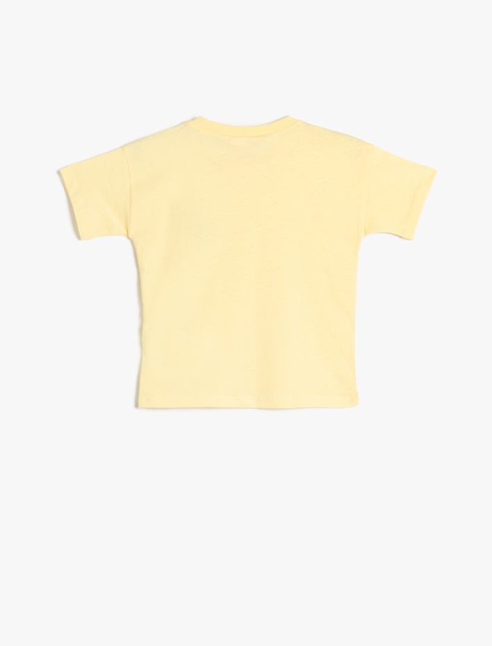 Erkek Bebek Pamuklu Bisiklet Yaka Baskı Detaylı Kısa Kollu Tişört