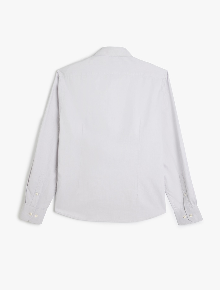  Pamuklu Düğmeli Yaka Slim Fit Uzun Kollu Gömlek
