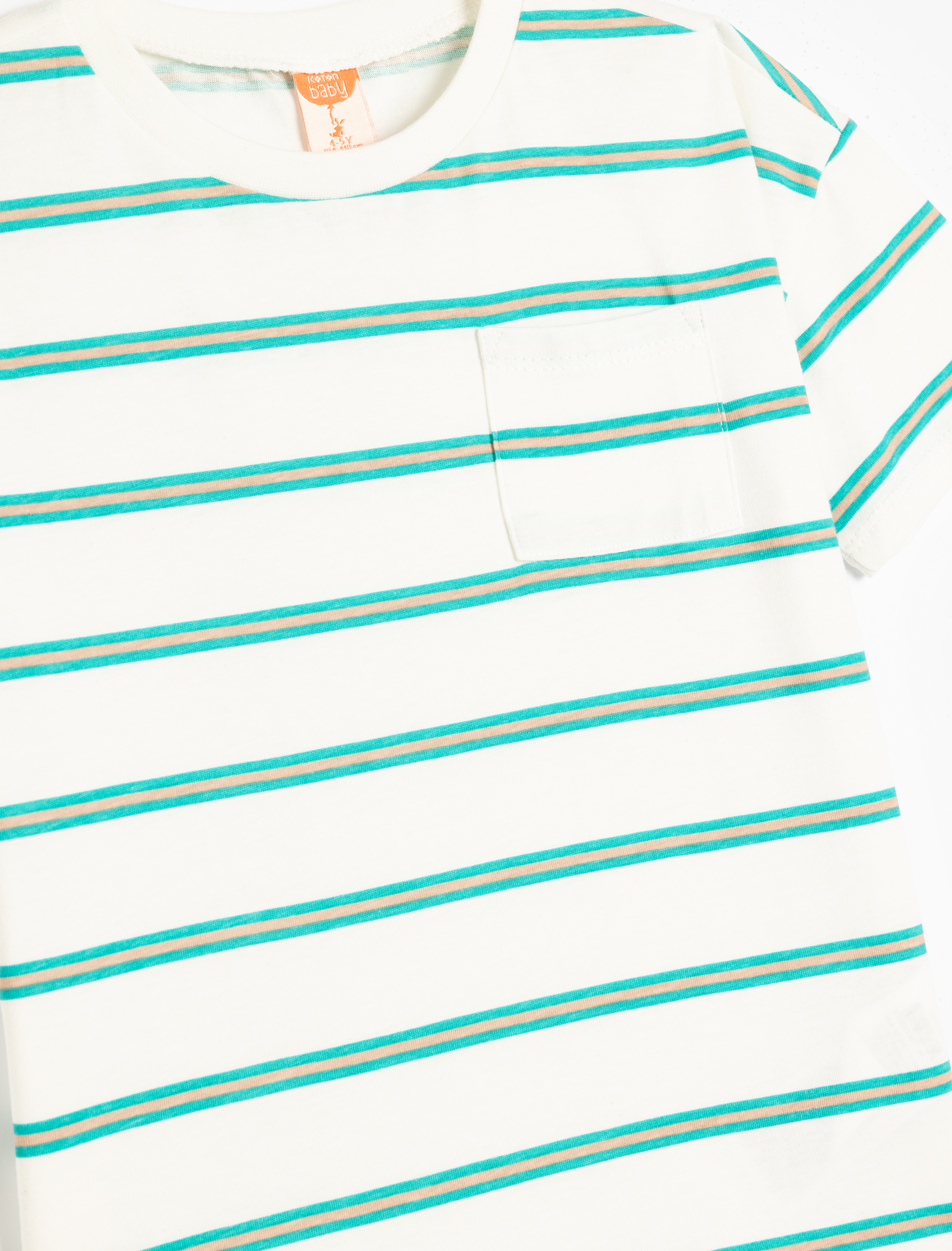  Erkek Bebek Bisiklet Yaka Kısa Kollu Pamuklu Çizgili Tişört