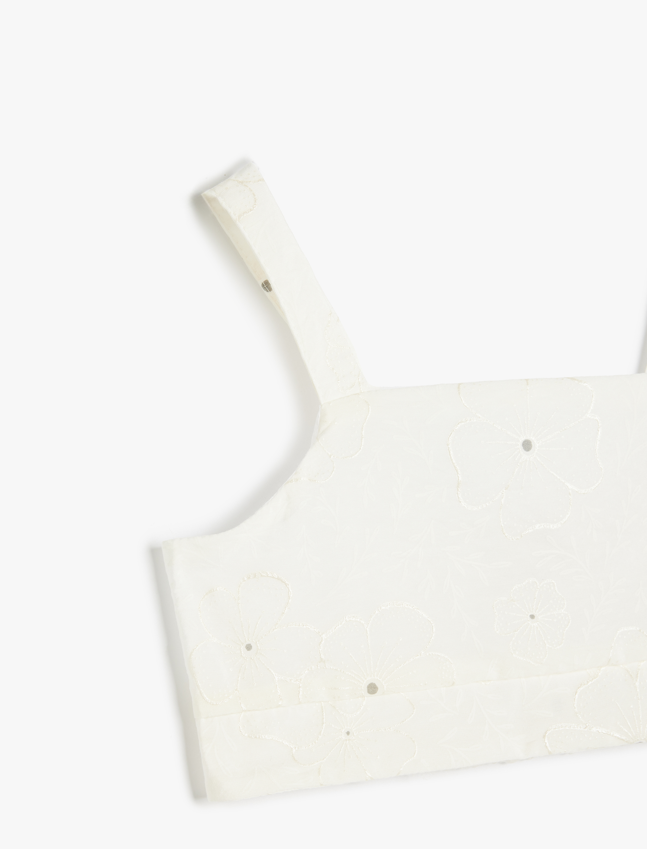  Kız Çocuk Viskon Karışımlı Kare Yaka Askılı Crop Bluz