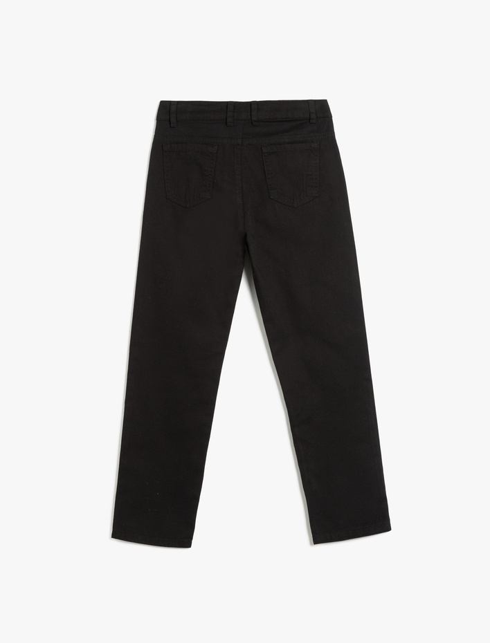 Erkek Çocuk Düğme Detaylı Pamuklu Basic Chino Pantolon