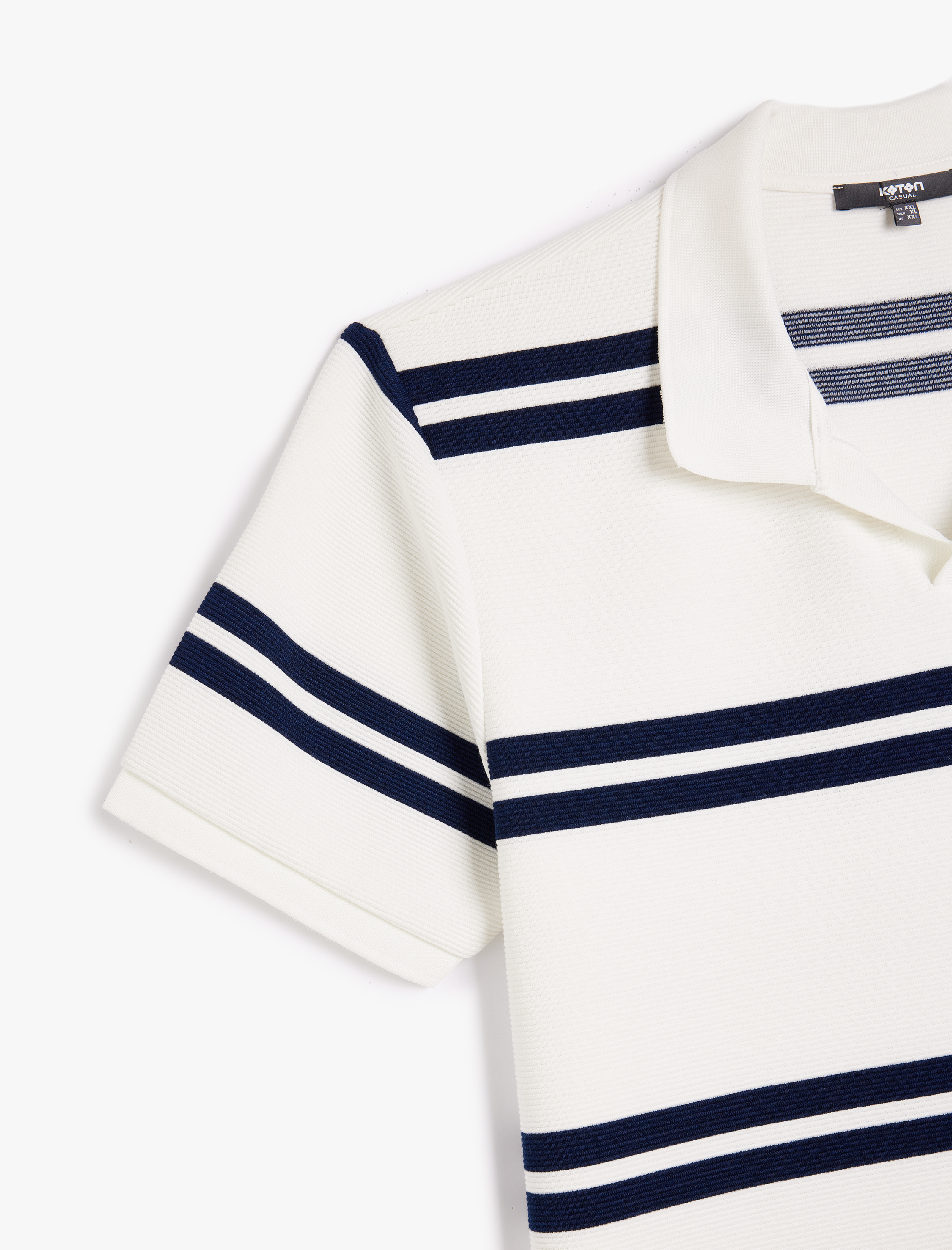   Viskon Karışımlı Regular Fit Kısa Kollu Çizgili Polo Yaka Tişört