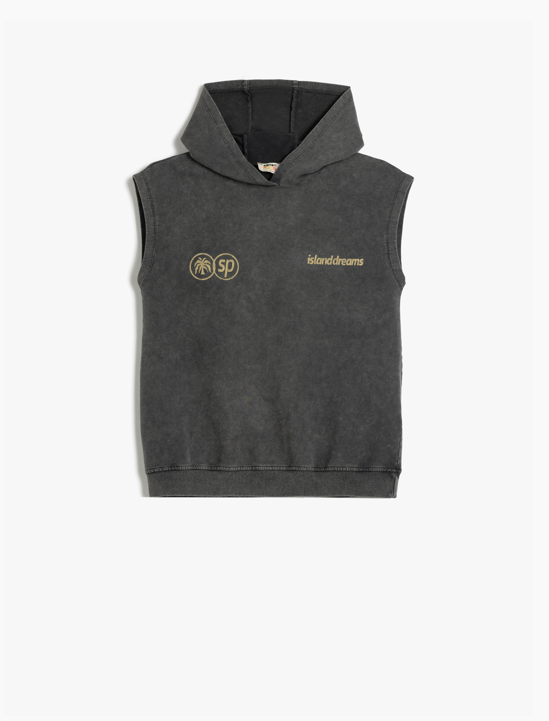 Koton Pamuklu Baskı Detayı Kolsuz Oversize Sweatshirt -1