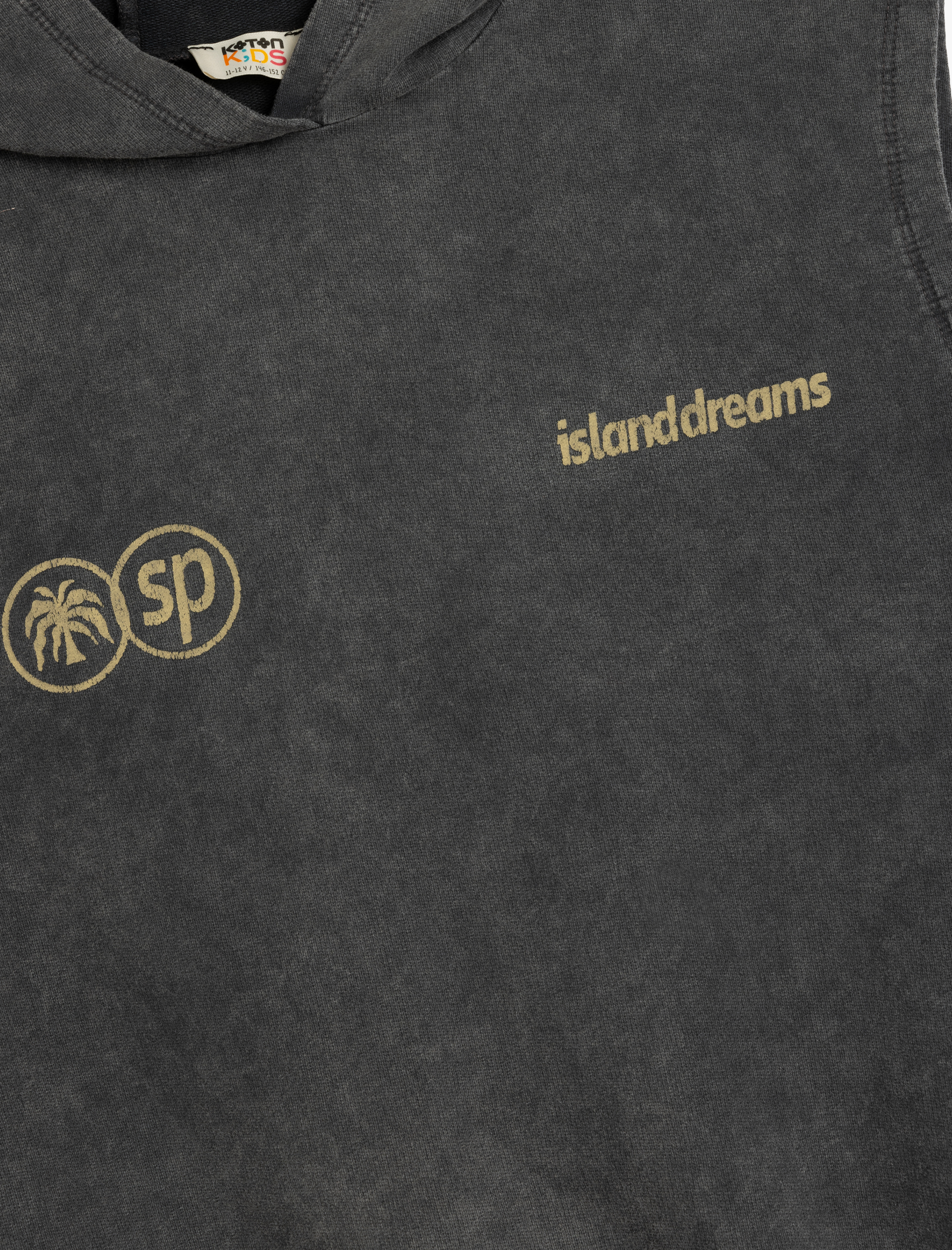  Erkek Çocuk Pamuklu Baskı Detayı Kolsuz Oversize Sweatshirt