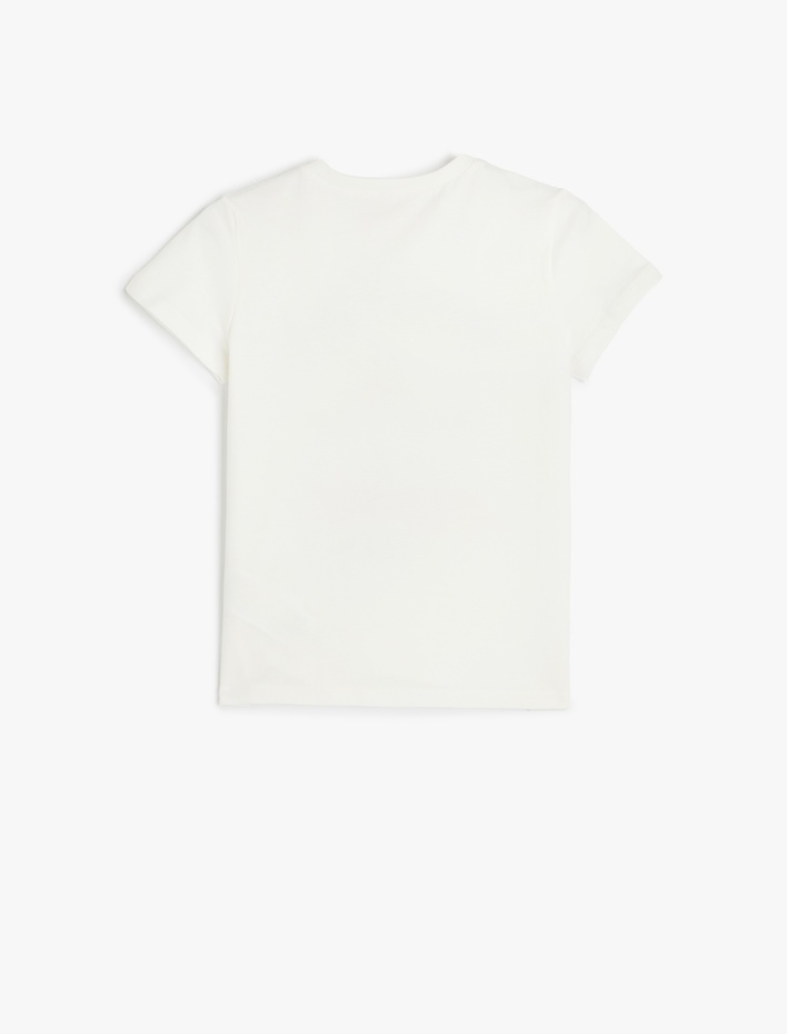 Kız Çocuk Kısa Kollu Bisiklet Yaka Slogan Baskılı Pamuklu Tişört