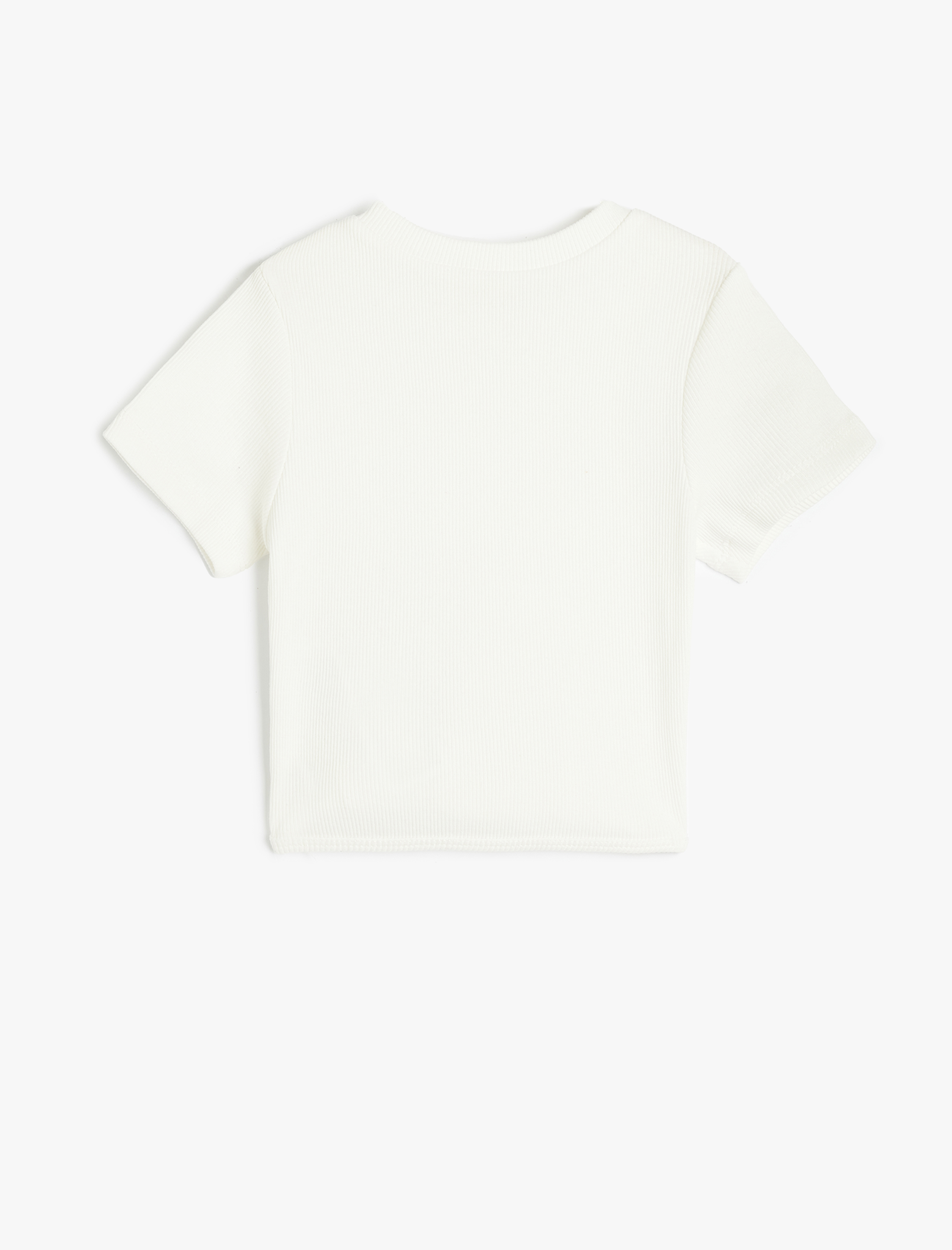  Kız Çocuk Pamuklu Bisiklet Yaka Kısa Kollu Basic Crop Tişört