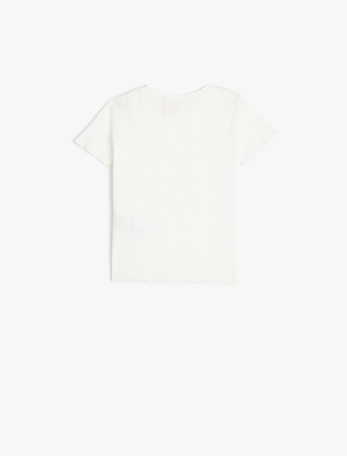 Kız Bebek Bisiklet Yaka Kısa Kollu Pamuklu Basic Tişört