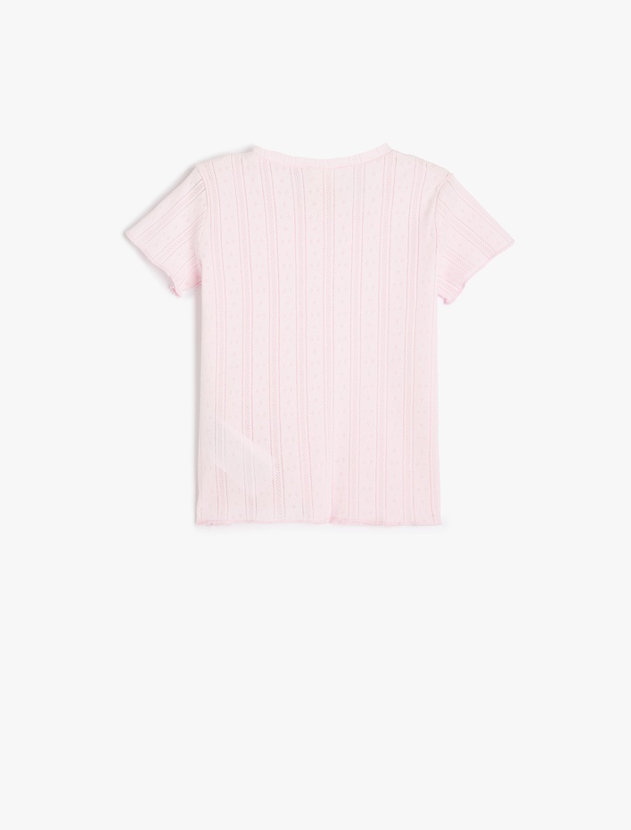 Kız Bebek Bisiklet Yaka Kısa Kollu Pamuklu Basic Tişört