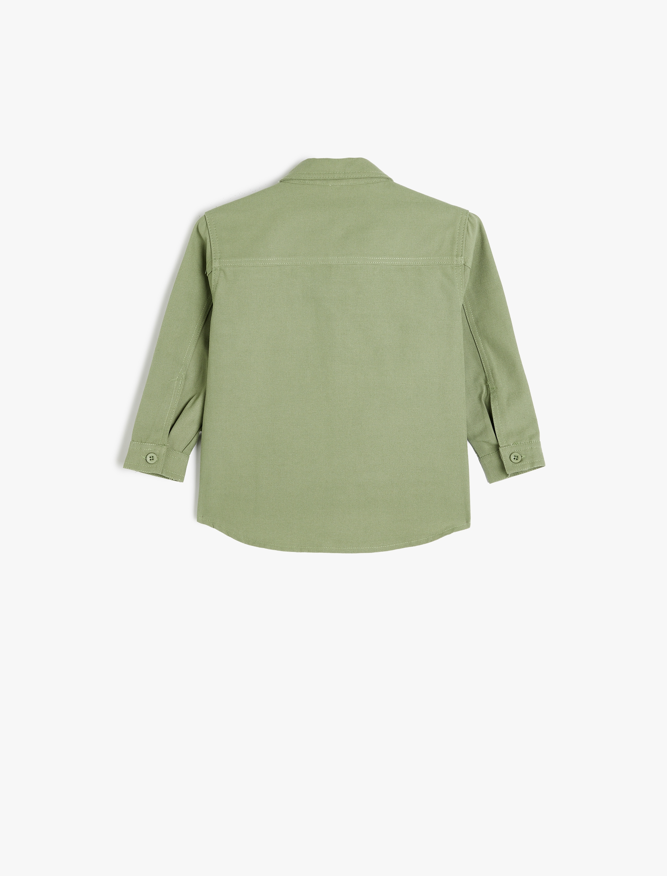  Erkek Bebek Pamuklu Düğme Detaylı Uzun Kollu Basic Gömlek Ceket