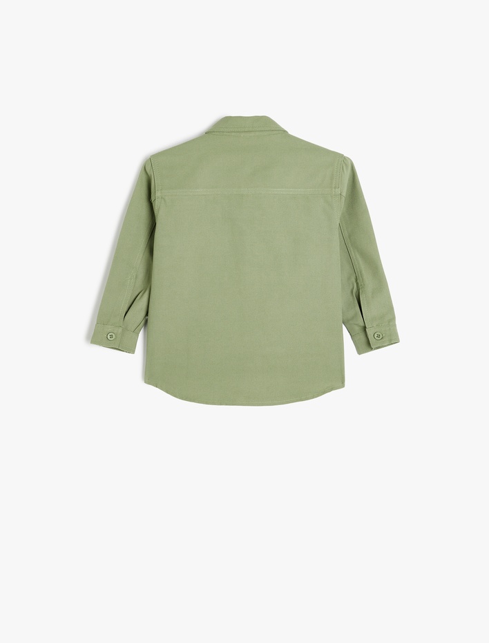 Erkek Bebek Pamuklu Düğme Detaylı Uzun Kollu Basic Gömlek Ceket