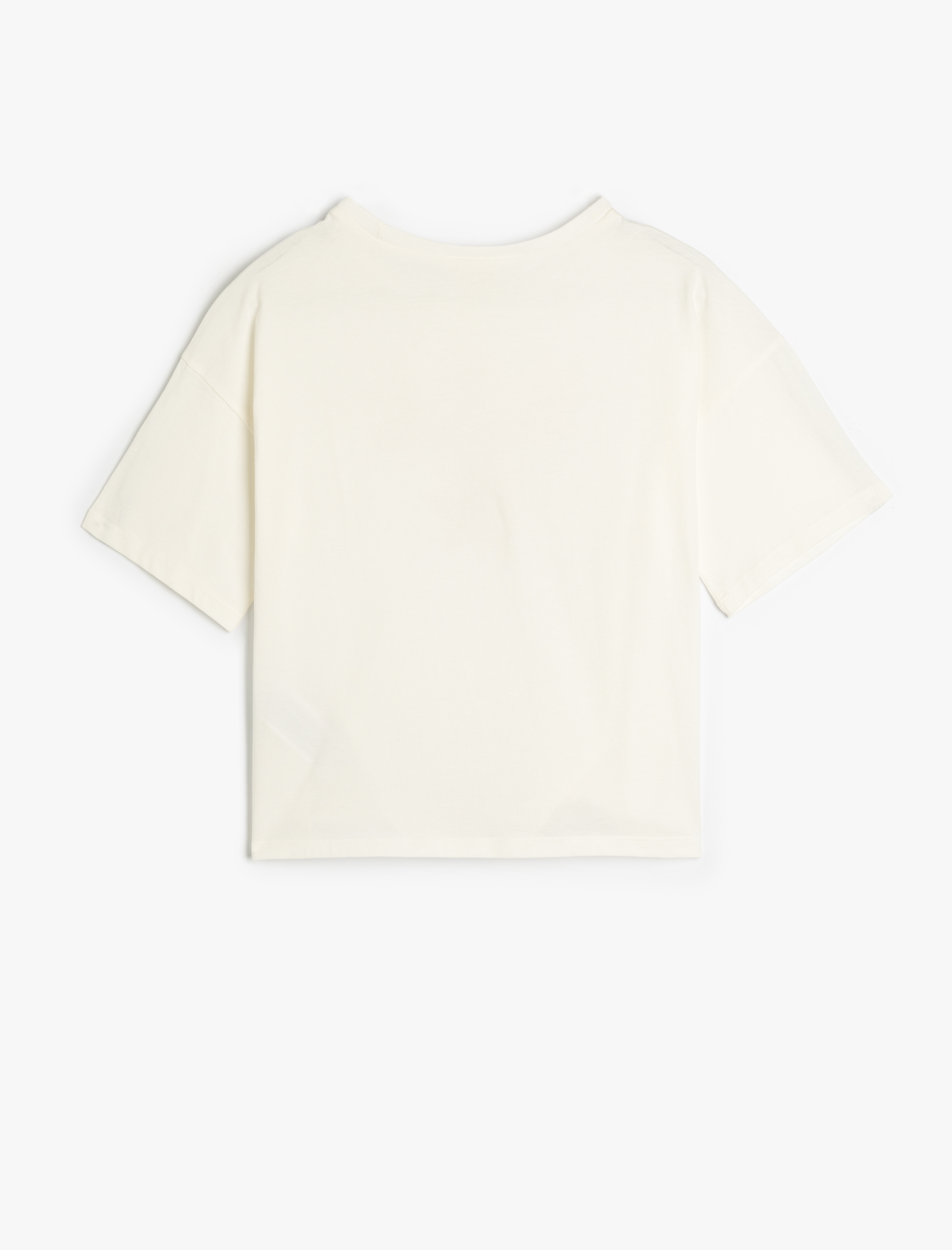  Kız Çocuk Baskı Detaylı Bisiklet Yaka Pamuklu Kısa Kollu Tişört