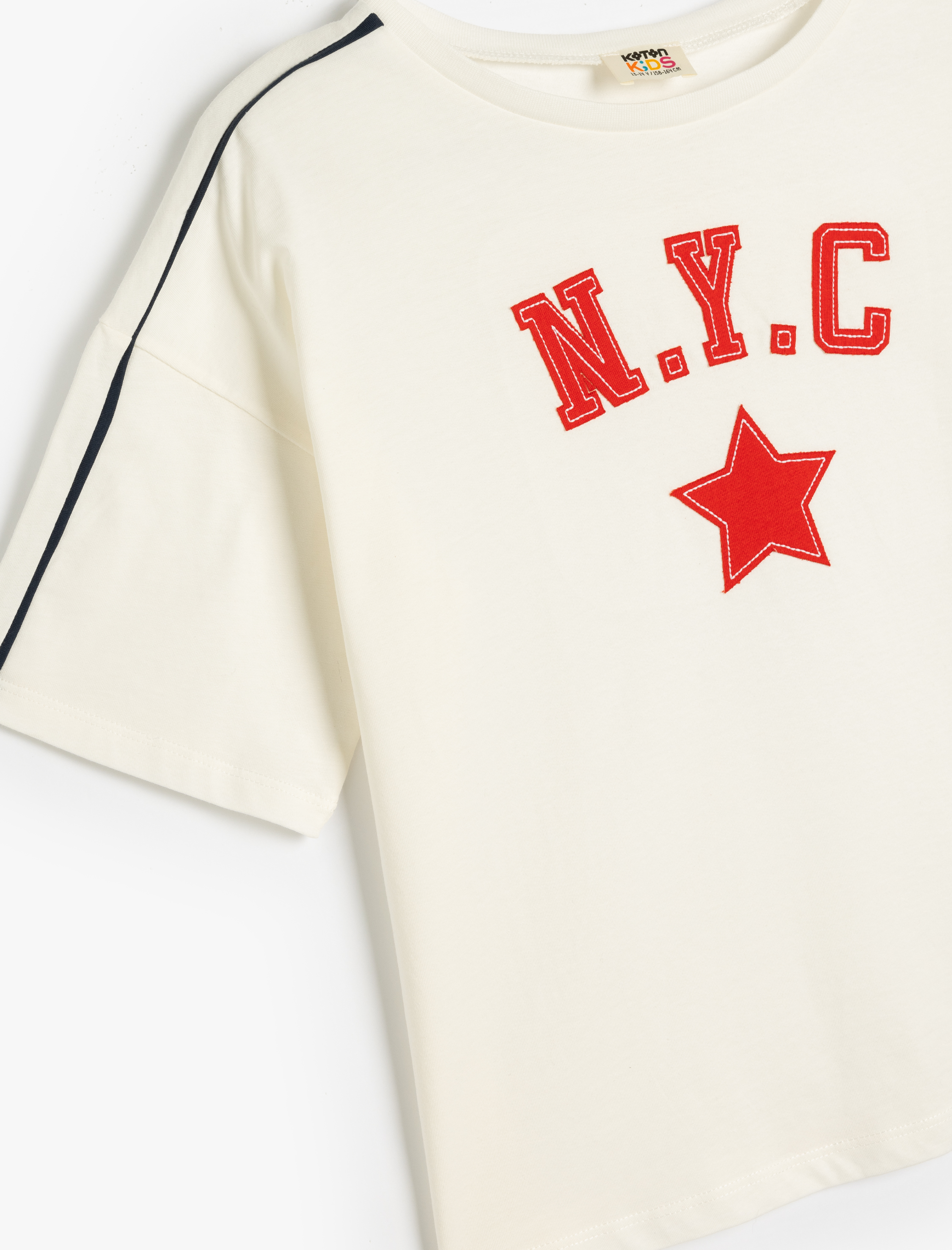  Kız Çocuk Baskı Detaylı Bisiklet Yaka Pamuklu Kısa Kollu Tişört