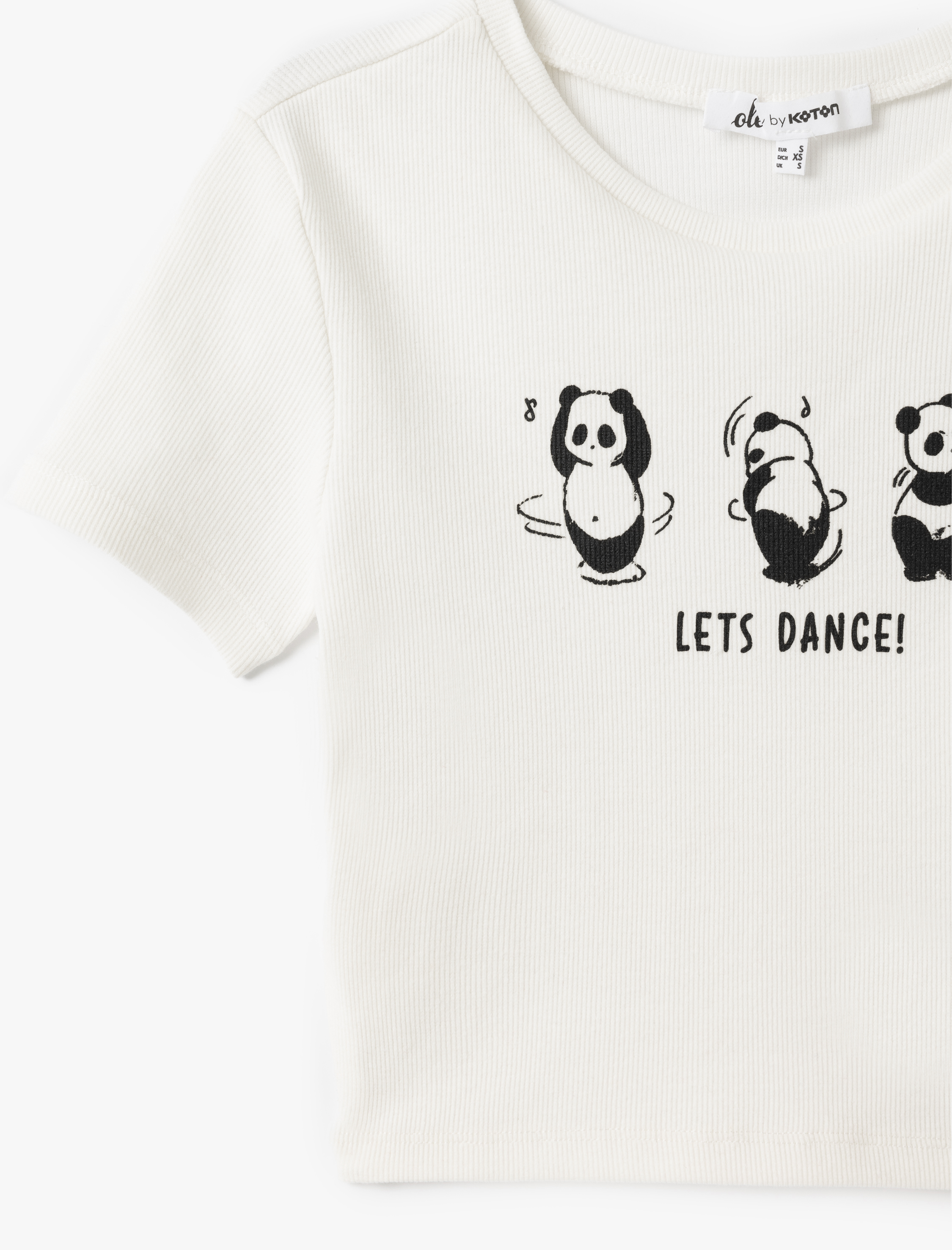   Panda Baskılı Kısa Kollu Slim Fit Crop Tişört