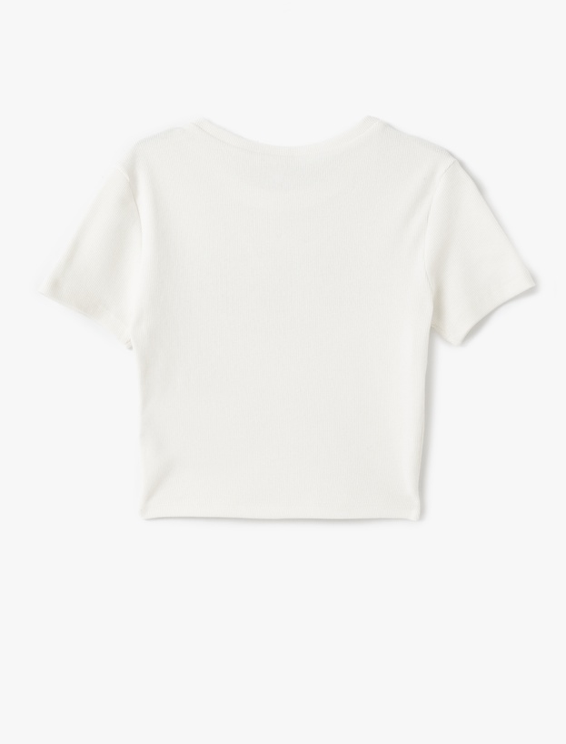 Panda Baskılı Kısa Kollu Slim Fit Crop Tişört_3
