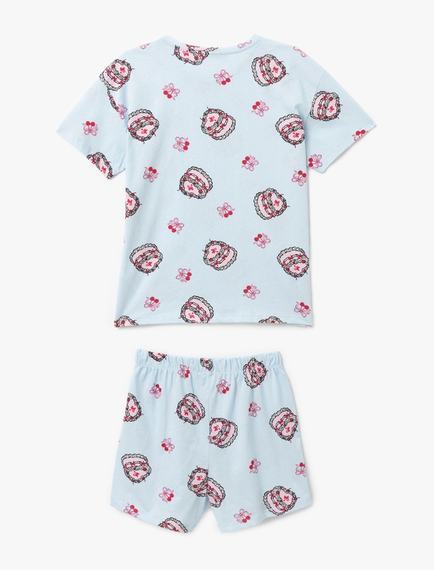 Pamuklu Baskılı Kısa Kollu Kadın Şortlu Pijama Takımı_3