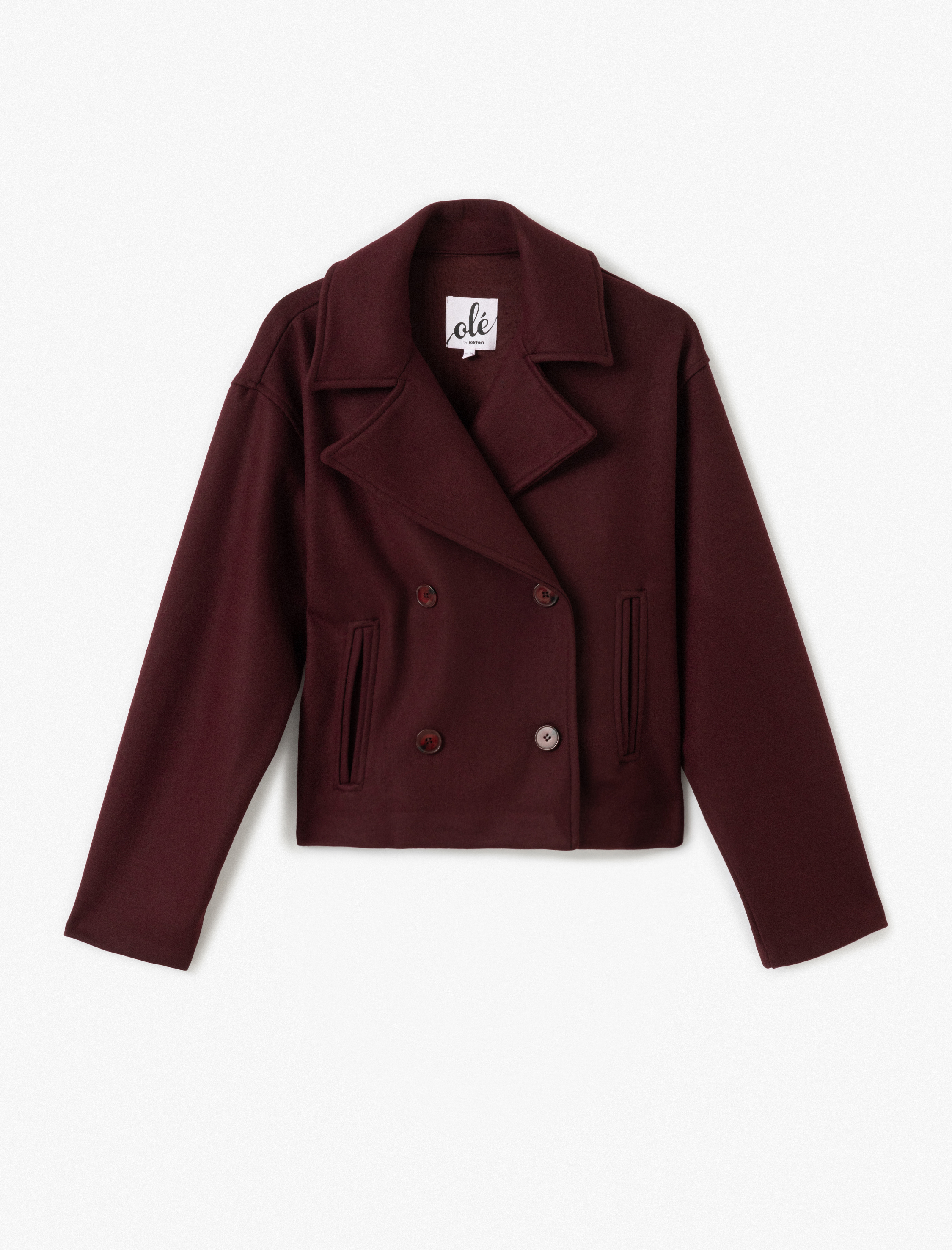   Kruvaze Yaka Astarlı Düğmeli Cep Detaylı Oversize Ceket