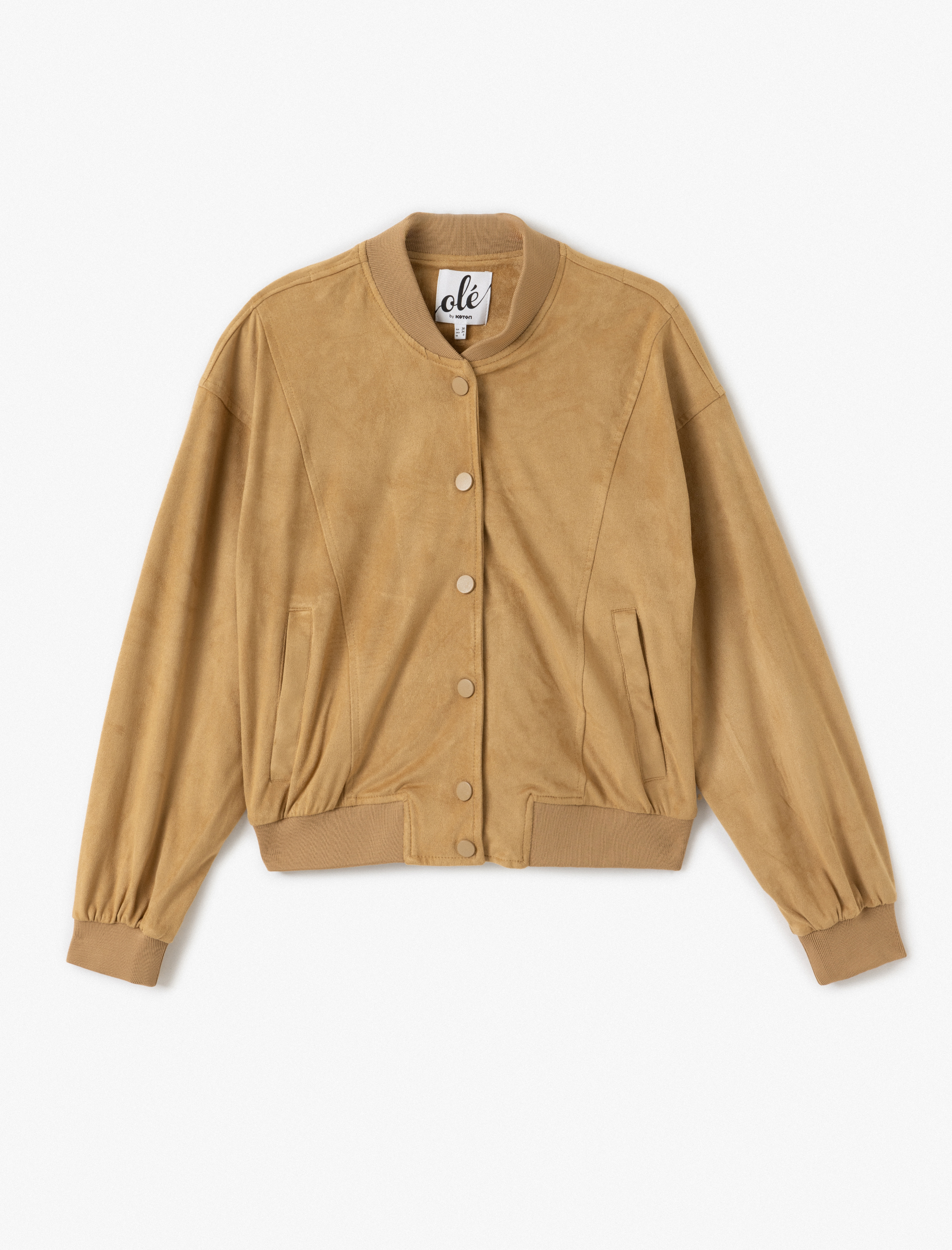   Suni Süet Çıt Çıt Düğmeli Cepli Bomber Ceket