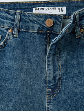 Yüksek Bel Slim Fit Yıpratılmış İspanyol Paça Denim Pantolon -  Flare Jeans_5