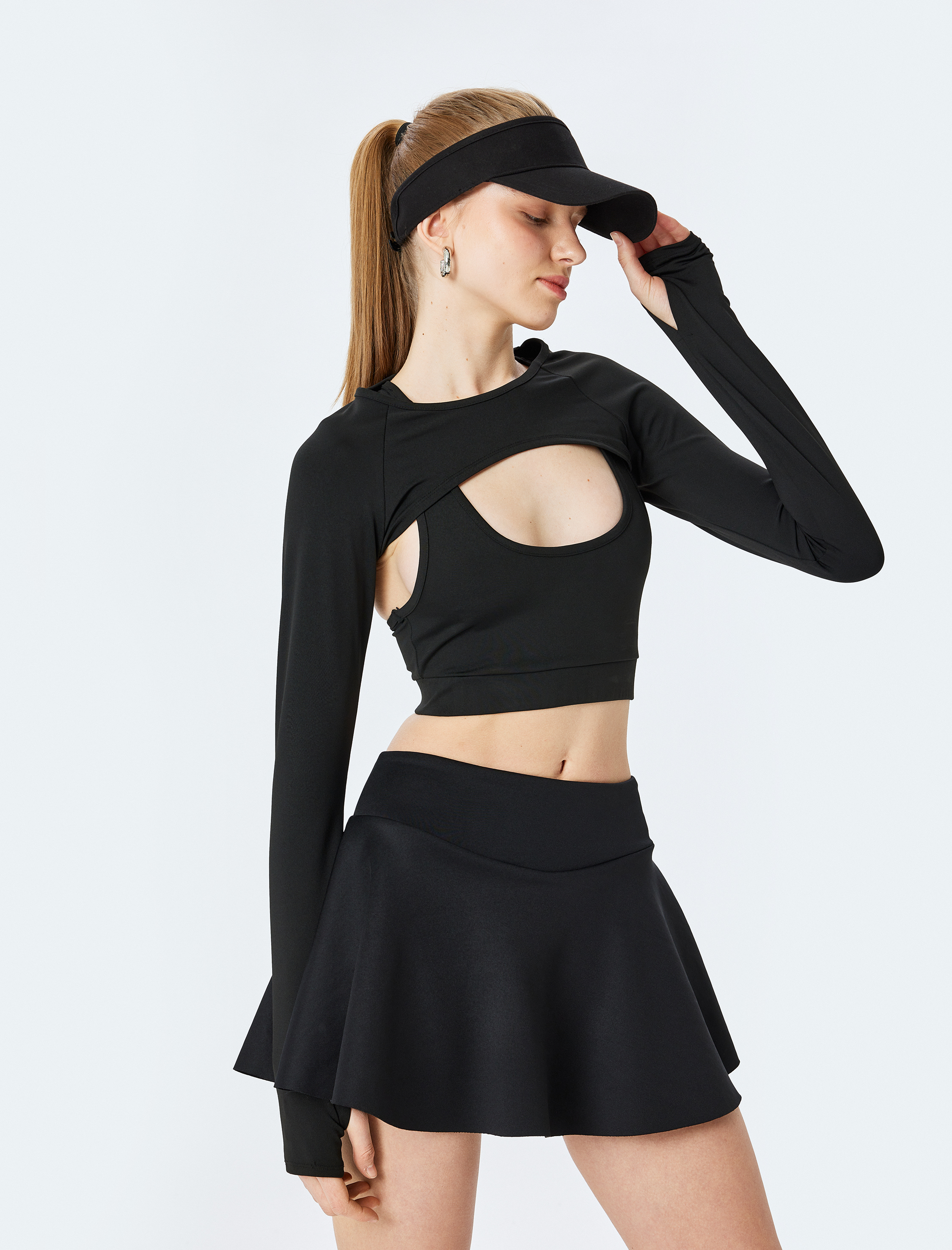 Koton Kadın Yüksek Bel Slim Fit Şortlu Tenis Eteği -1
