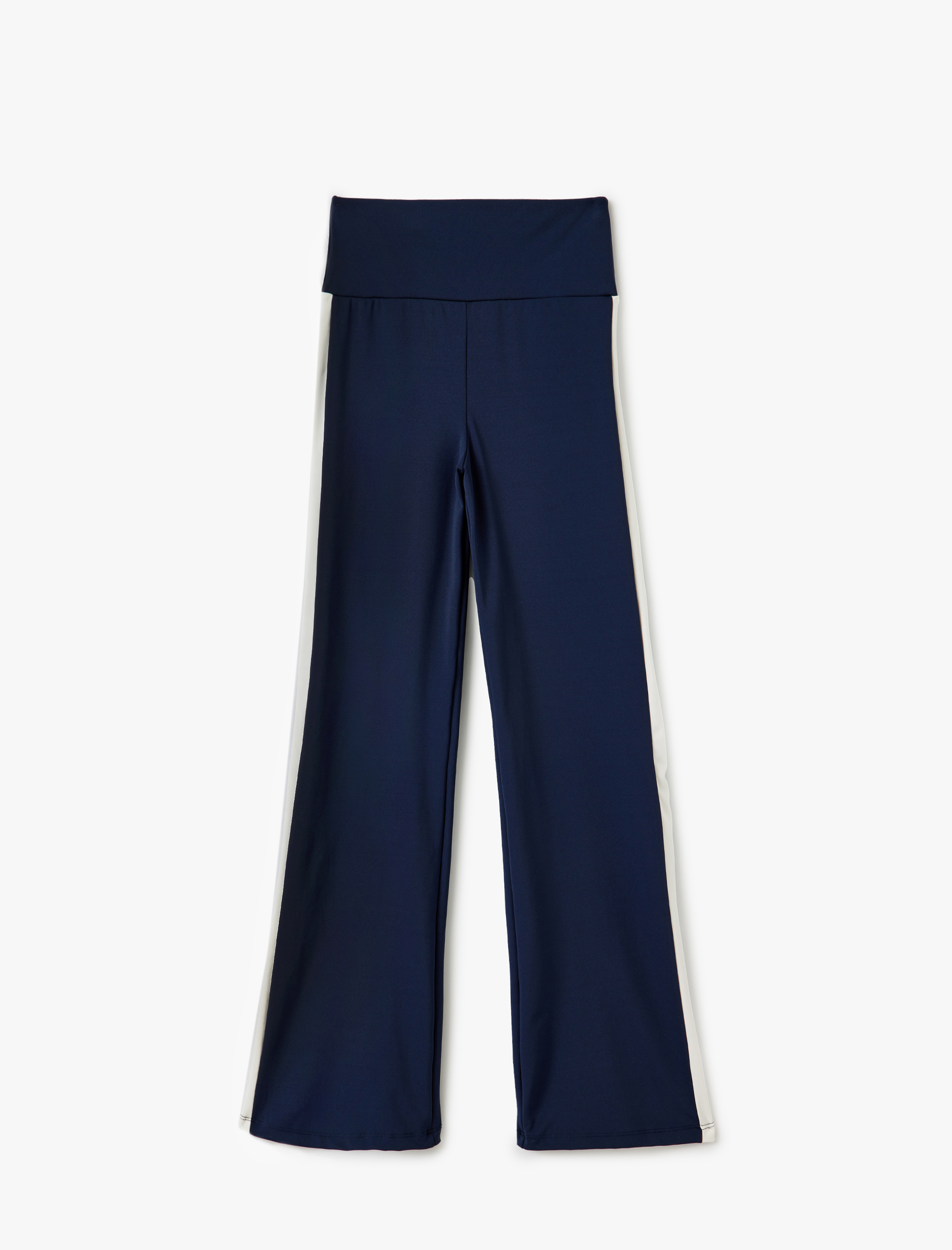   Yüksek Bel İspanyol Paça Şerit Detaylı Slim Fit Spor Tayt