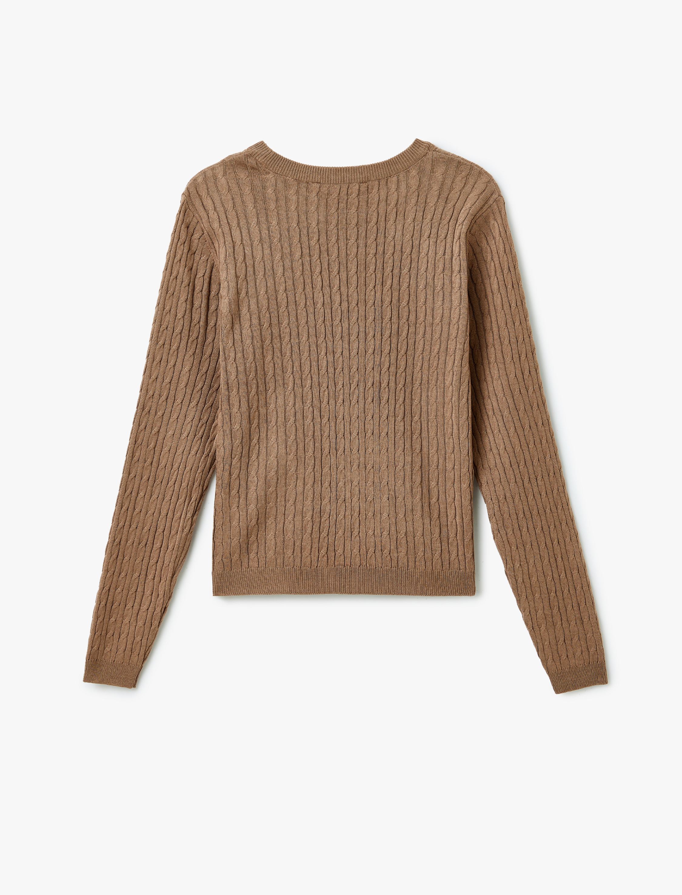   Bisiklet Yaka Uzun Kollu Saç Örgü Triko Kazak