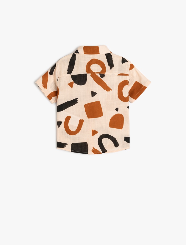 Erkek Bebek Pamuklu Tek Cepli Düğme Detaylı Kısa Kollu Gömlek