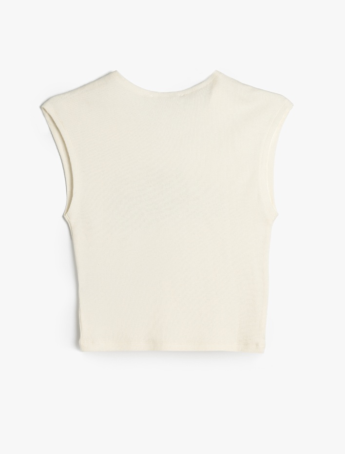  Slogan Baskılı Kolsuz Bisiklet Yaka Tişört