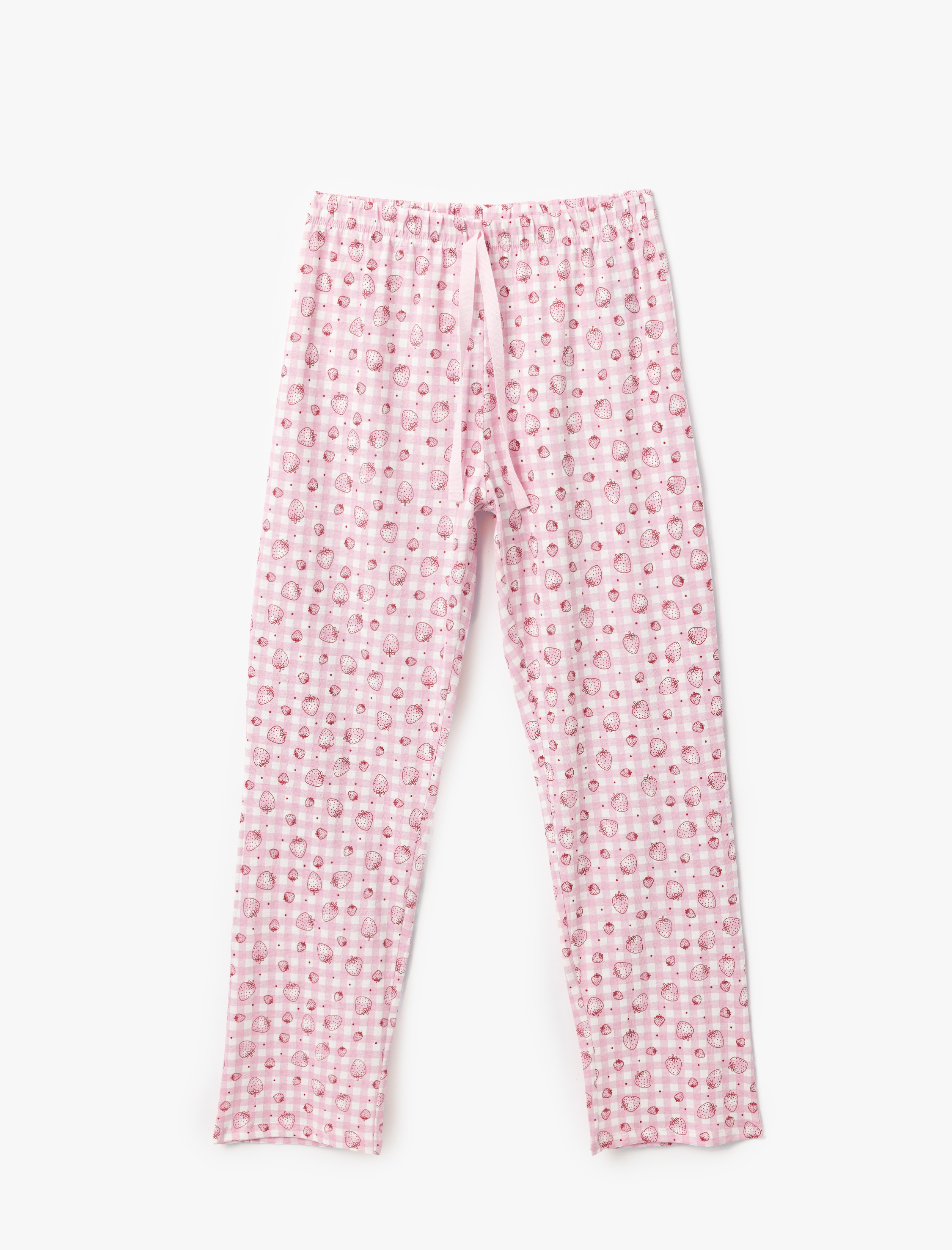   Çilek Baskılı Kısa Kollu Pamuklu Pijama Takımı