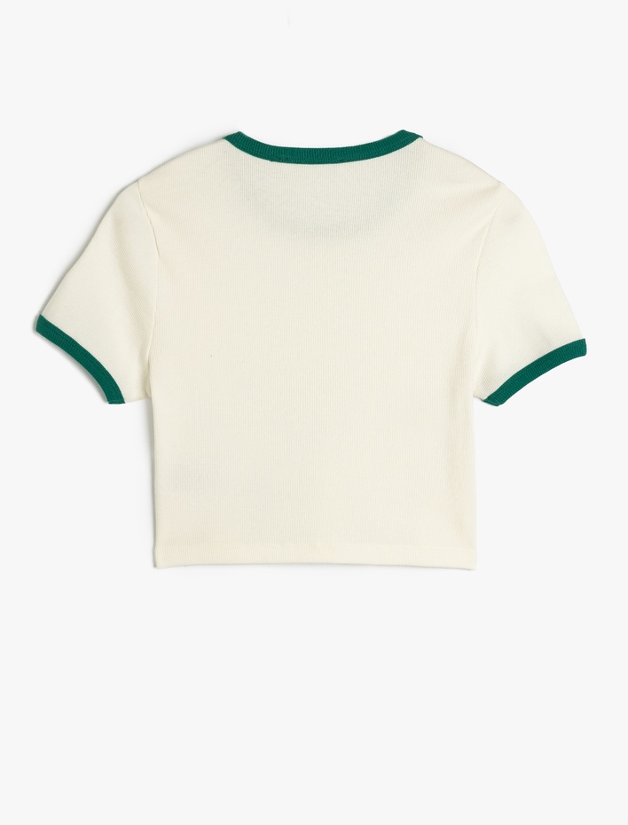  Astroloji Baskılı Kısa Kollu Biyeli Crop Tişört